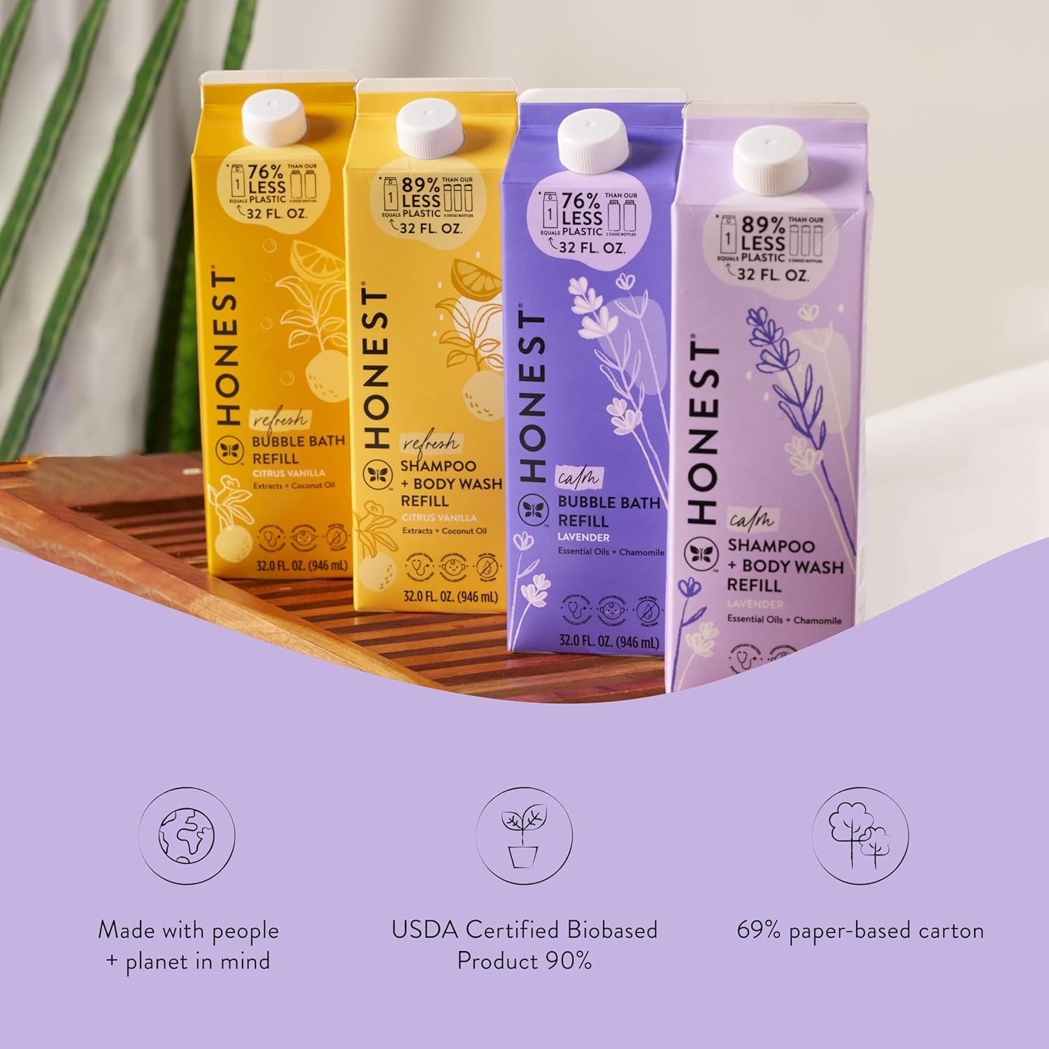 The Honest Company Foaming Bubble Bath & Baby Wash, Tear-Free, Hypoallergenic, Natural Formula, Lavender Calm Scent, 12 fl oz Halalzen