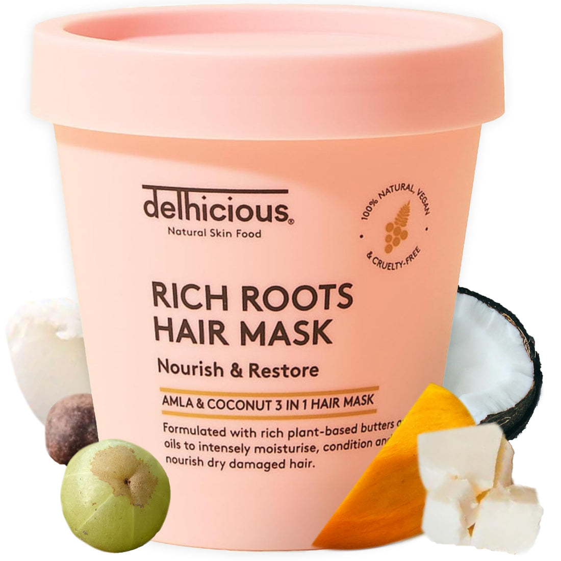Delhicious Amla Hair Oil & Rosemary Oil Conditioner for Hair Growth - Rich Roots Vegan Conditioner for Thinning Hair, Damaged Hair, Dry Scalp - Shea Butter & Argan Oil - Ayurveda, Sulphate Free, 250ml