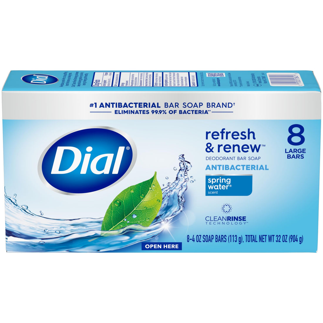 Dial Antibacterial Deodorant Bar Soap, Advanced Clean Gold, 4 Oz, 32 Bars, Round the Clock Odor Protection, Dermatologist Tested, With Clean Rinse Technology