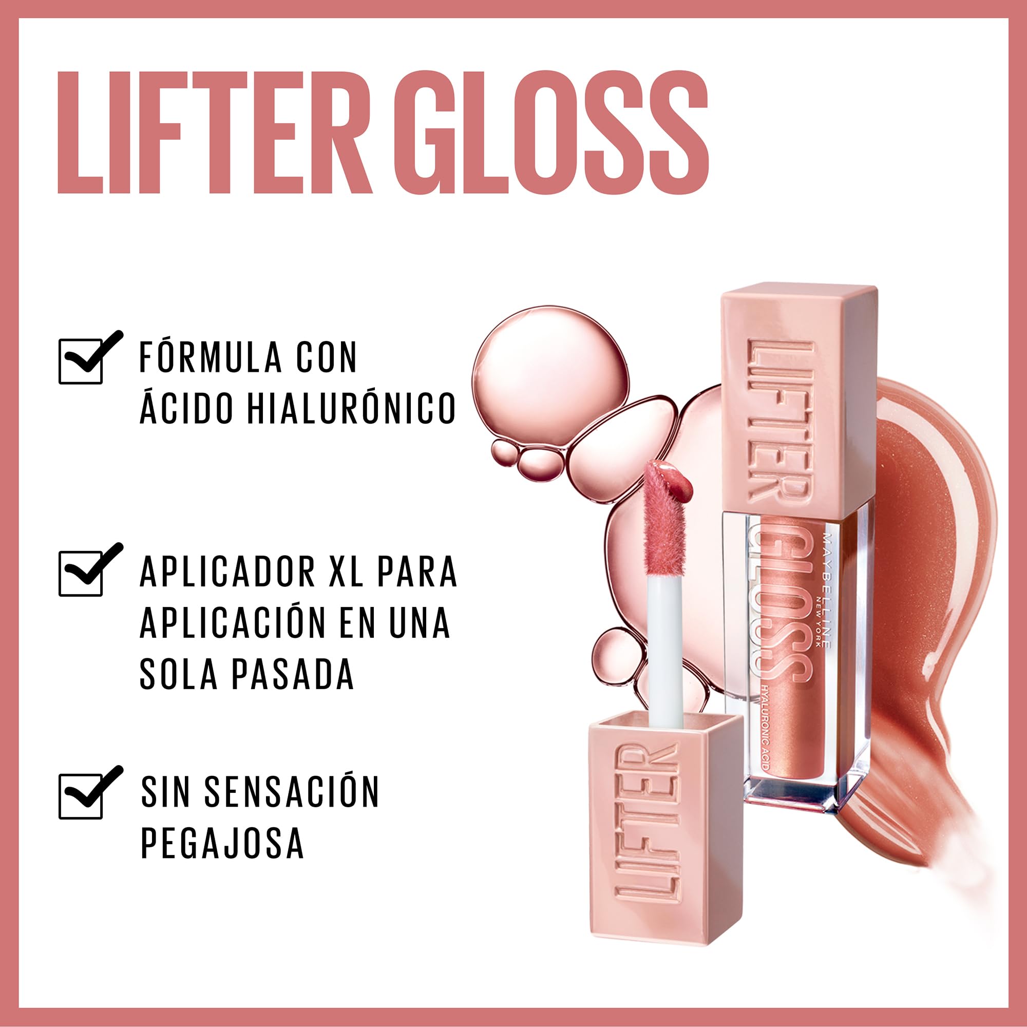 Maybelline Lifter Gloss, Hydrating Lip Gloss with Hyaluronic Acid, 002 Ice (Light Pink), Creates Fuller-Looking, Shiny, Moisturised and Plumped Lips. Non-sticky Halalzen