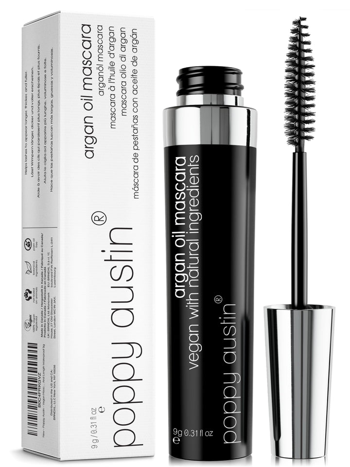 Poppy Austin - Vegan Mascara Black Volume And Length Waterproof - Gentle, Hypoallergenic Volumising Mascara, Organic & Cruelty Free All Natural Organic For Sensitive Eyes (9 Gram) Halalzen