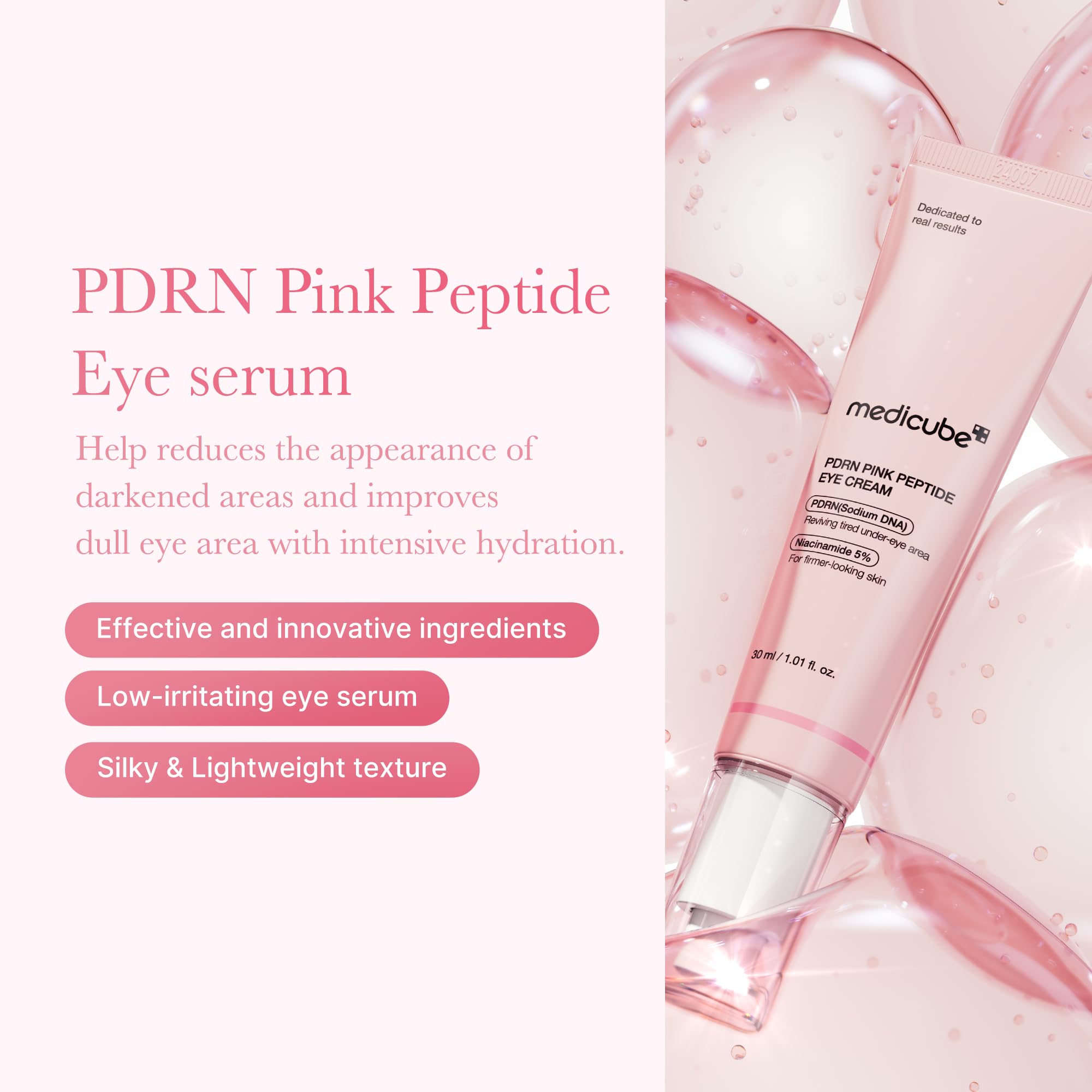 medicube Eye Serum with Salmon DNA PDRN & Pink Peptides | 99% Purity Retinol for Fine Lines | PDRN & Niacinamide for Uneven Skin Tone | Korean Skincare, 1.01 fl.oz Halalzen