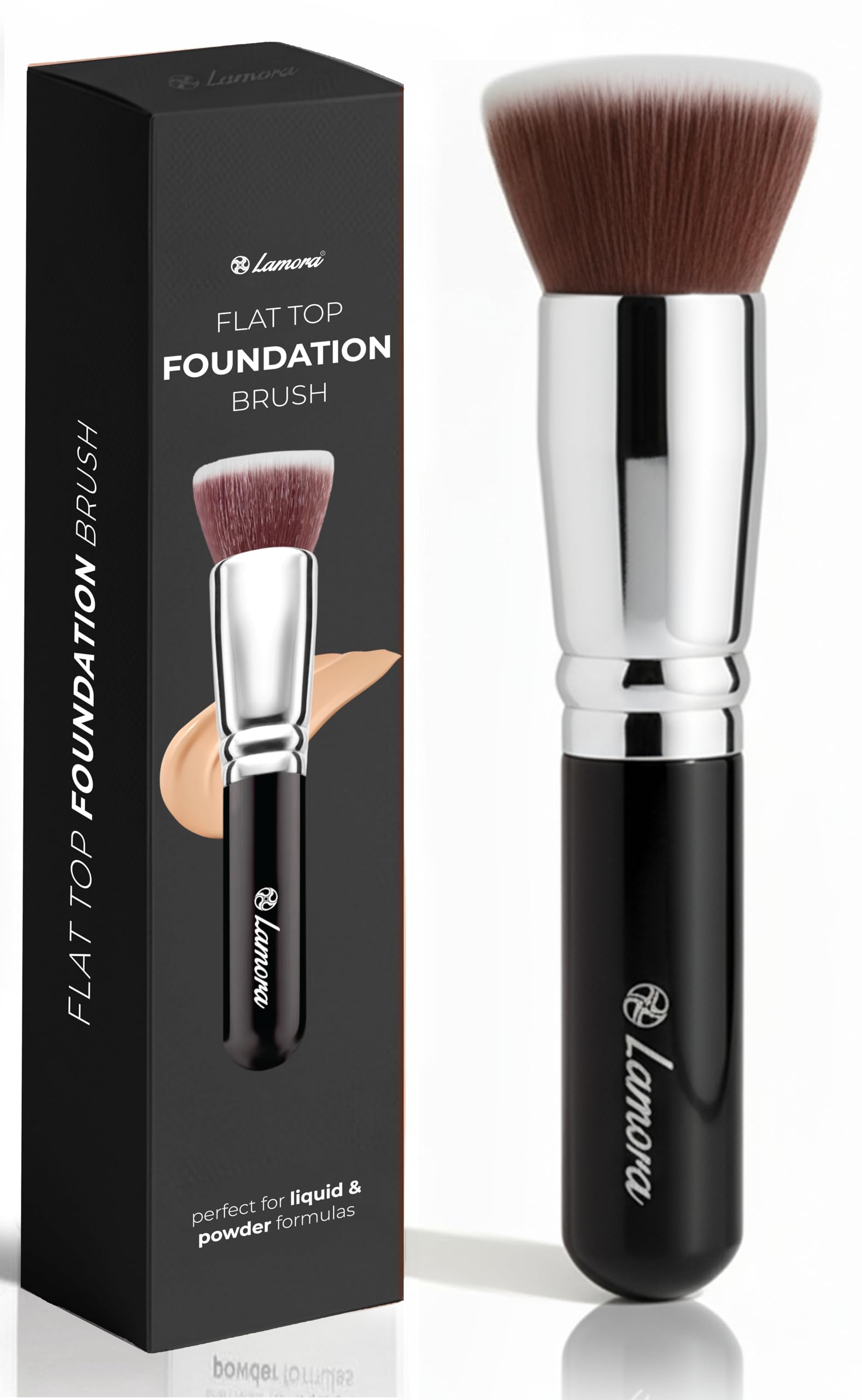 LAMORA Concealer Makeup Brush Under Eye - Angled Flat Top Kabuki Nose Contour Brush - Ideal for Concealing Blending Setting Buffing with Powder Liquid Cream Cosmetic - Small Makeup Foundation Brush Halalzen