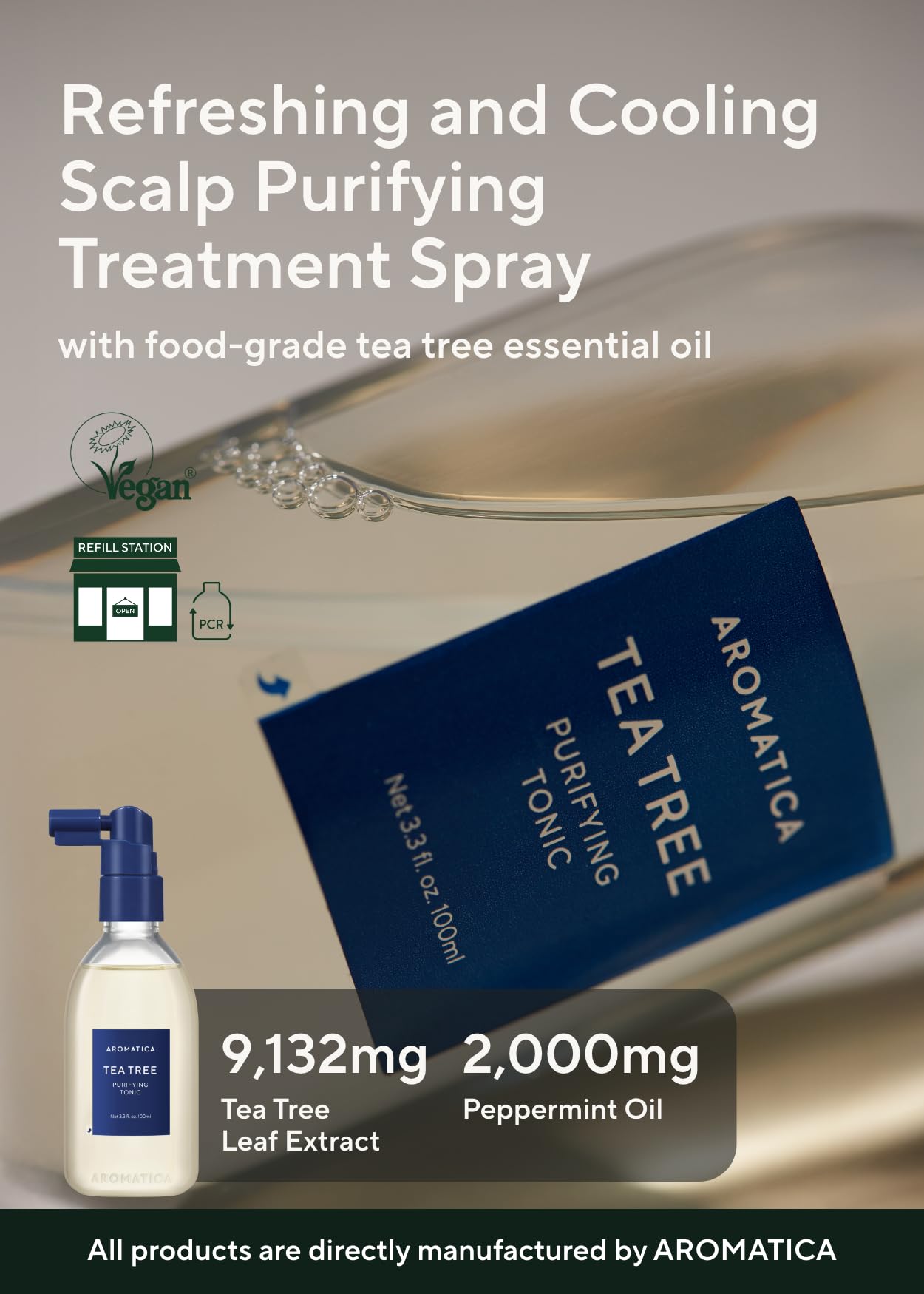 AROMATICA Root Enhancer Rosemary water spray for hair growth – Flaky & Itchy & Dry Scalp Treatment – Hair Oil for Scalp Exfoliator & Detox – Free from Sulfate, Silicone, and Paraben (100ml)