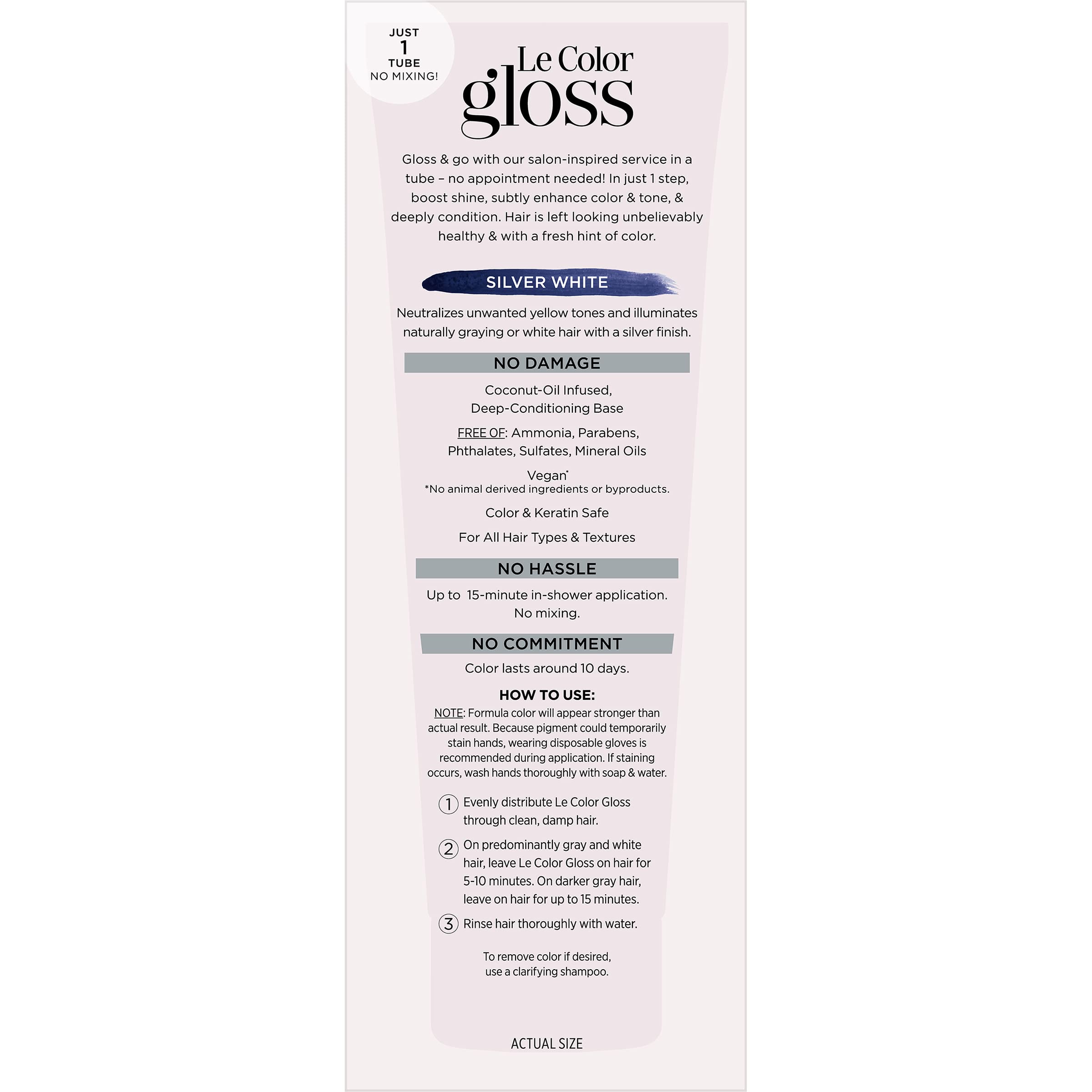 L’Oreal Paris Le Color Gloss One Step In-Shower Toning Hair Gloss for Bleached Hair, Neutralizes Brass, Conditions & Boosts Shine, Platinum Pearl, 4 Ounce