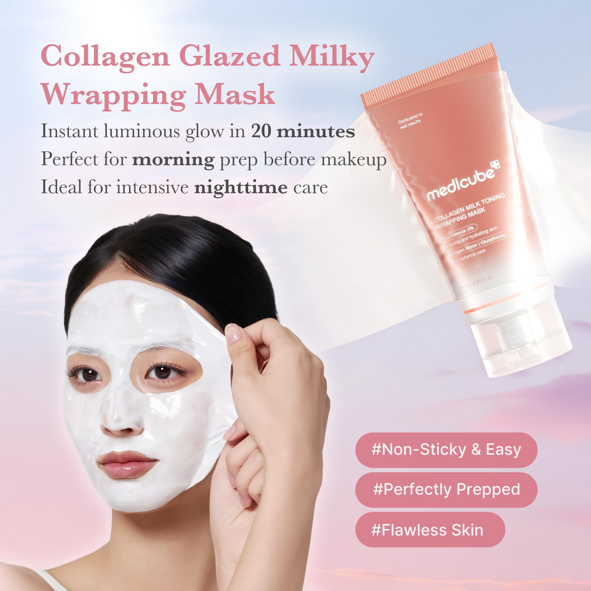 medicube Wrapping Mask Collagen Overnight Peel Off Facial Mask | Elasticity & Hydration Care, Reduces Sagging & Dullness | Hydrolyzed Collagen For Glowing Skin | Korean Skin Care, 2.53 fl.oz Halalzen