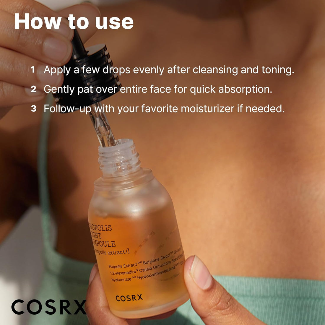 COSRX Propolis Ampoule, Glow Boosting Serum for Face with 73.5% Propolis Extract, 1.01fl.oz/30ml, Hydrating Essence for Sensitive Skin, Fine Lines, Uneven Skintone, Korean Skincare Halalzen