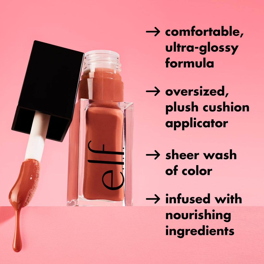 e.l.f. Glow Reviver Lip Oil, Nourishing Tinted Lip Oil For A High-Shine Finish, Infused With apricot Oil, Vegan & Cruelty-Free, It's Giving Guava