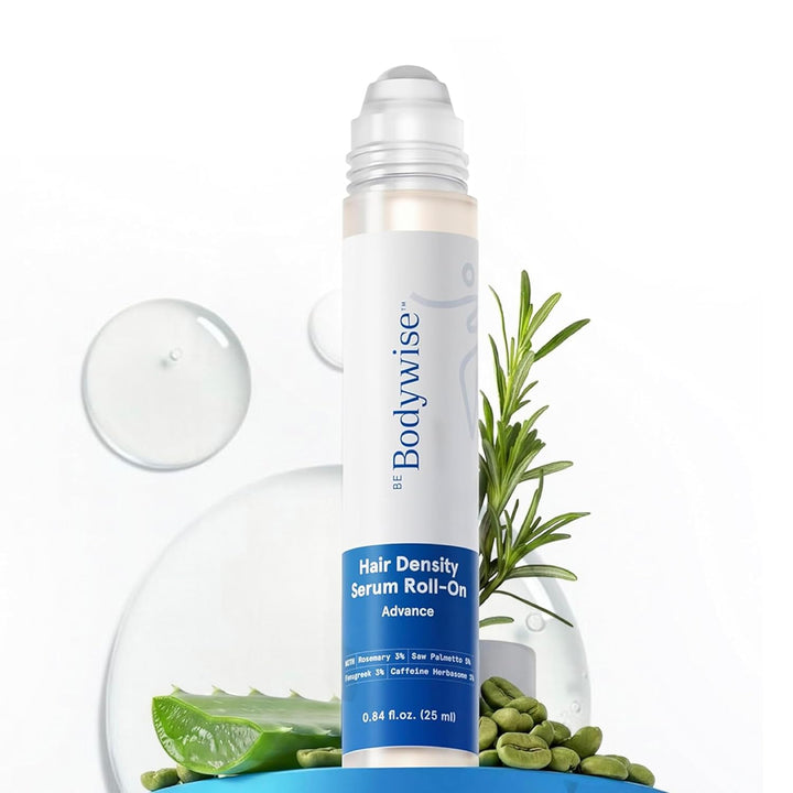 Be Bodywise Hair Growth Serum Roll On - 5% Saw Palmetto, 3% Rosemary Oil for Hair Growth, 3% Fenugreek,1% Caffeine Herbasome | Serum for Hair Loss & Hair Regrowth For Men & Women 25ml/0.84 fl oz Halalzen