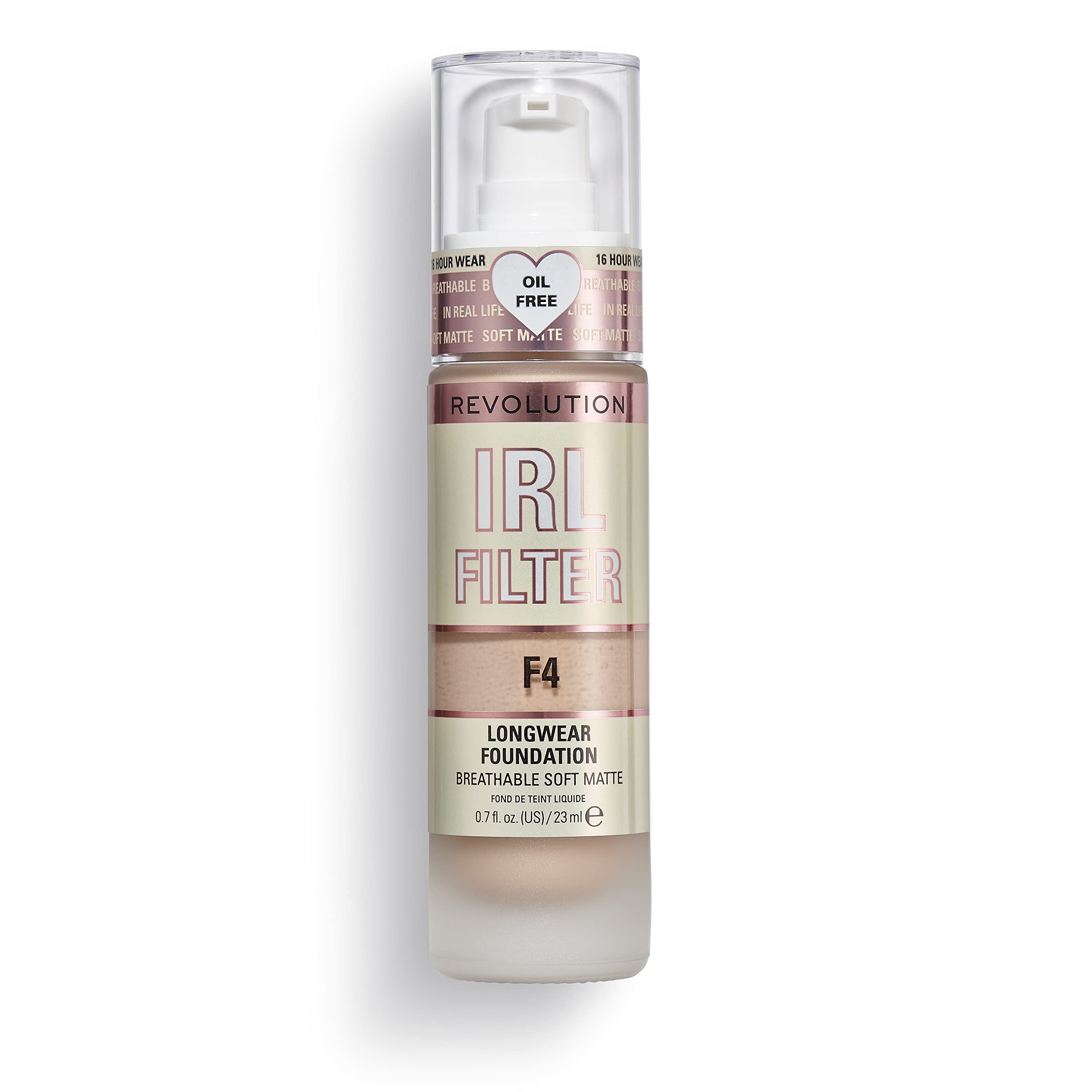 Makeup Revolution IRL Filter, Longwear Foundation, Medium to Full Coverage, Matte Finish, 16 Hour Wear, F5, Fair To Light Skin Tones, 23ml Halalzen