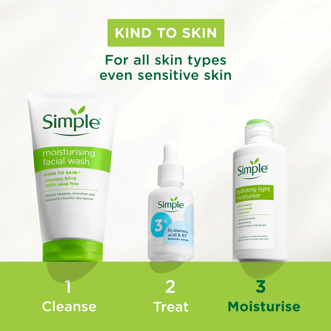 Simple Kind to Skin Hydrating Light Moisturiser Skin Care Product with Pro-Vitamins B5 and E for 12-Hour Moisturisation 125 ml