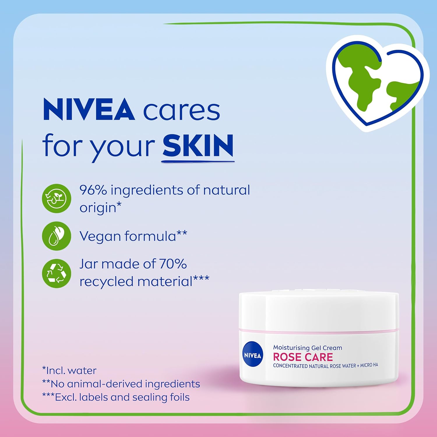 NIVEA Rose Care Moisturising Gel Cream (50 ml), Hydrating Gel Face Cream with Rose Water and Hyaluronic Acid, 72H Moisture Formula, Moisturiser for Soft and Radiant Skin