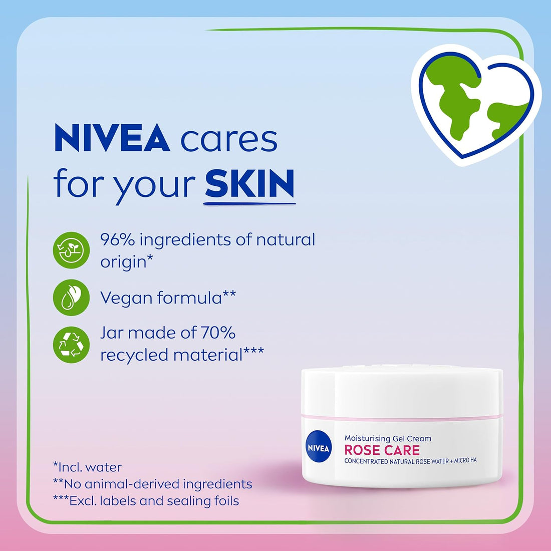 NIVEA Rose Care Moisturising Gel Cream (50 ml), Hydrating Gel Face Cream with Rose Water and Hyaluronic Acid, 72H Moisture Formula, Moisturiser for Soft and Radiant Skin