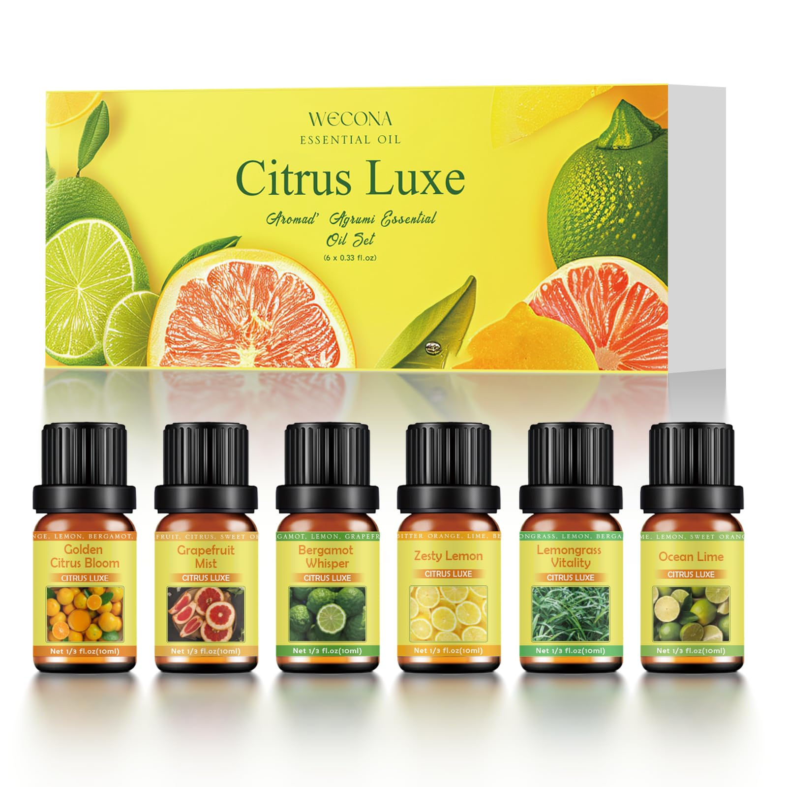 Premium Hotel Fragrance Oil Collection for Diffusers, Essential Oils for Diffusers for Home, Hotel Diffuser Fragrance Oils,Spa & Candle Making, White Tea, Citrus Luxe, Velvet Night and More - 6x10ml