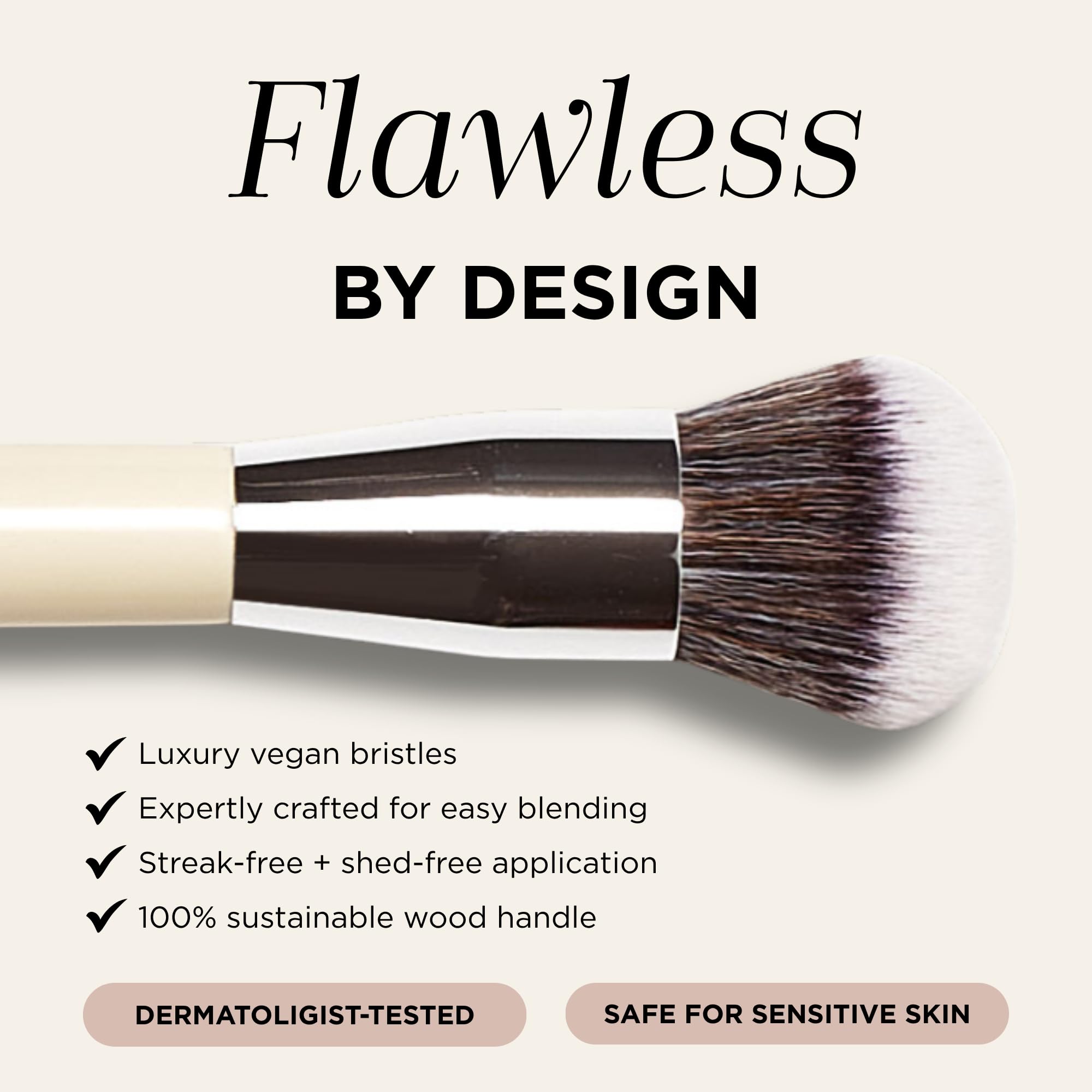 Haleys Beauty Kabuki Foundation Brush For Applying Powder, Foundation, Bronzer, Blush, and Mineral Make up, Soft Bristles, Seamless Blending, Makeup Brushes Essential, Vegan & Cruelty Free
