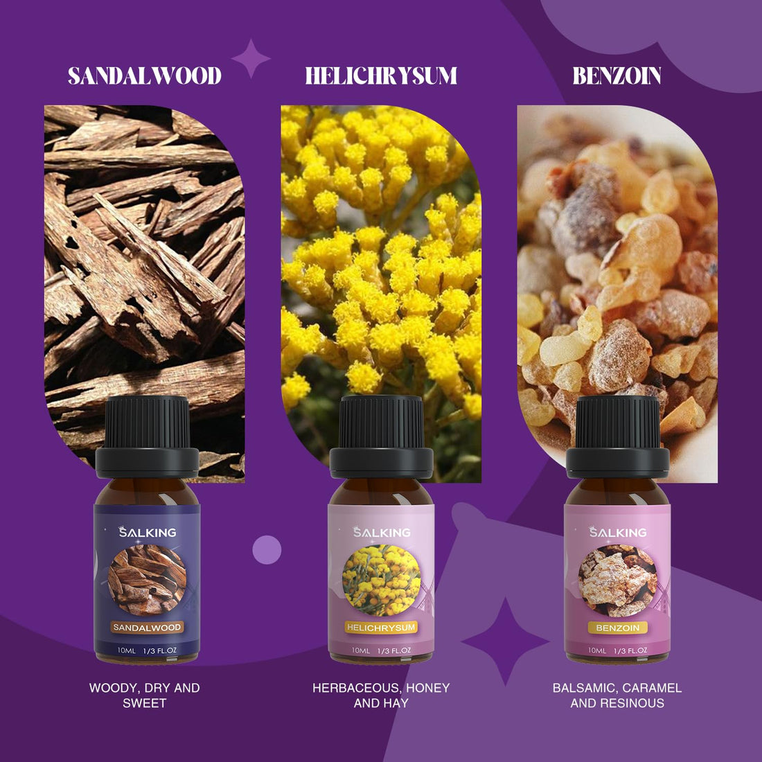 SALKING Essential Oils Set, 100% Pure Fragrance Oil AromatherapyGift, Premium Scented Oils for Diffusers 6 x 10 ML - Lavender, Rose, Jasmine, Cherry Blossom, Gardenia, Chamomile, Pink