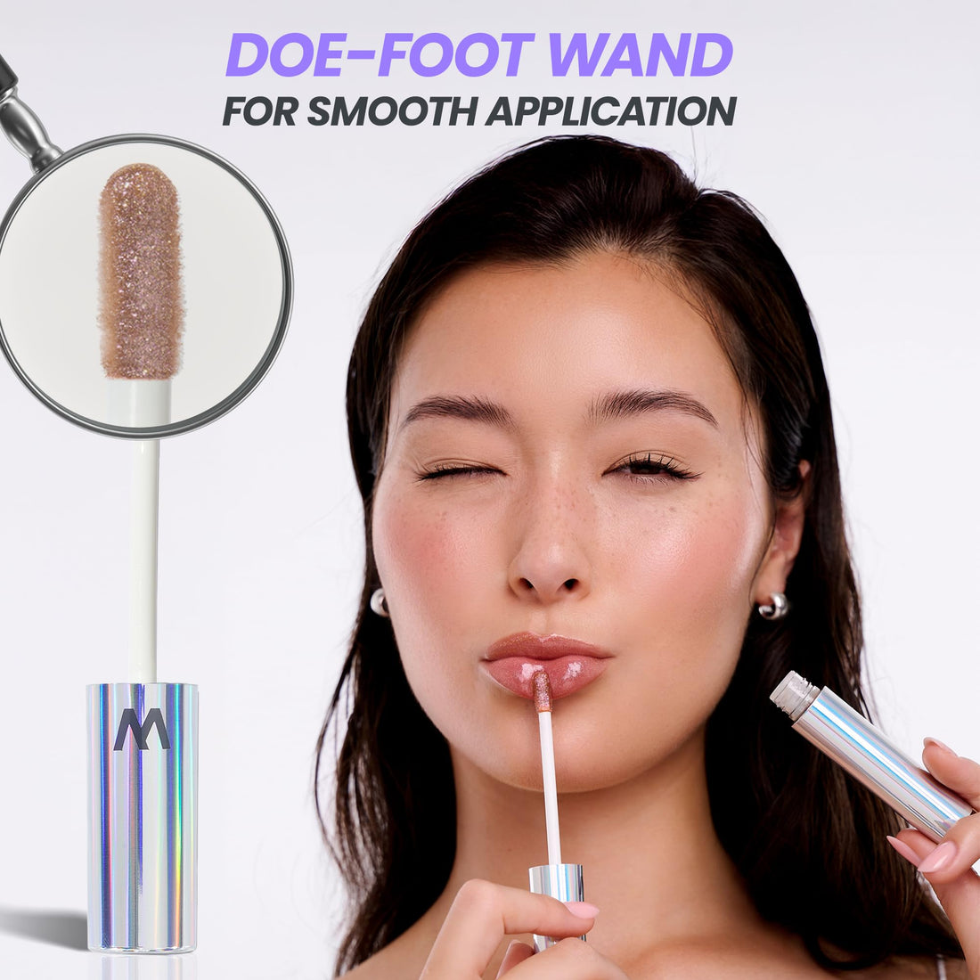 Wonderskin Wonder Blading Top Gloss - Lip Gloss, High Shine Finish, Blue Makeup For Lips (Silver Glitter)