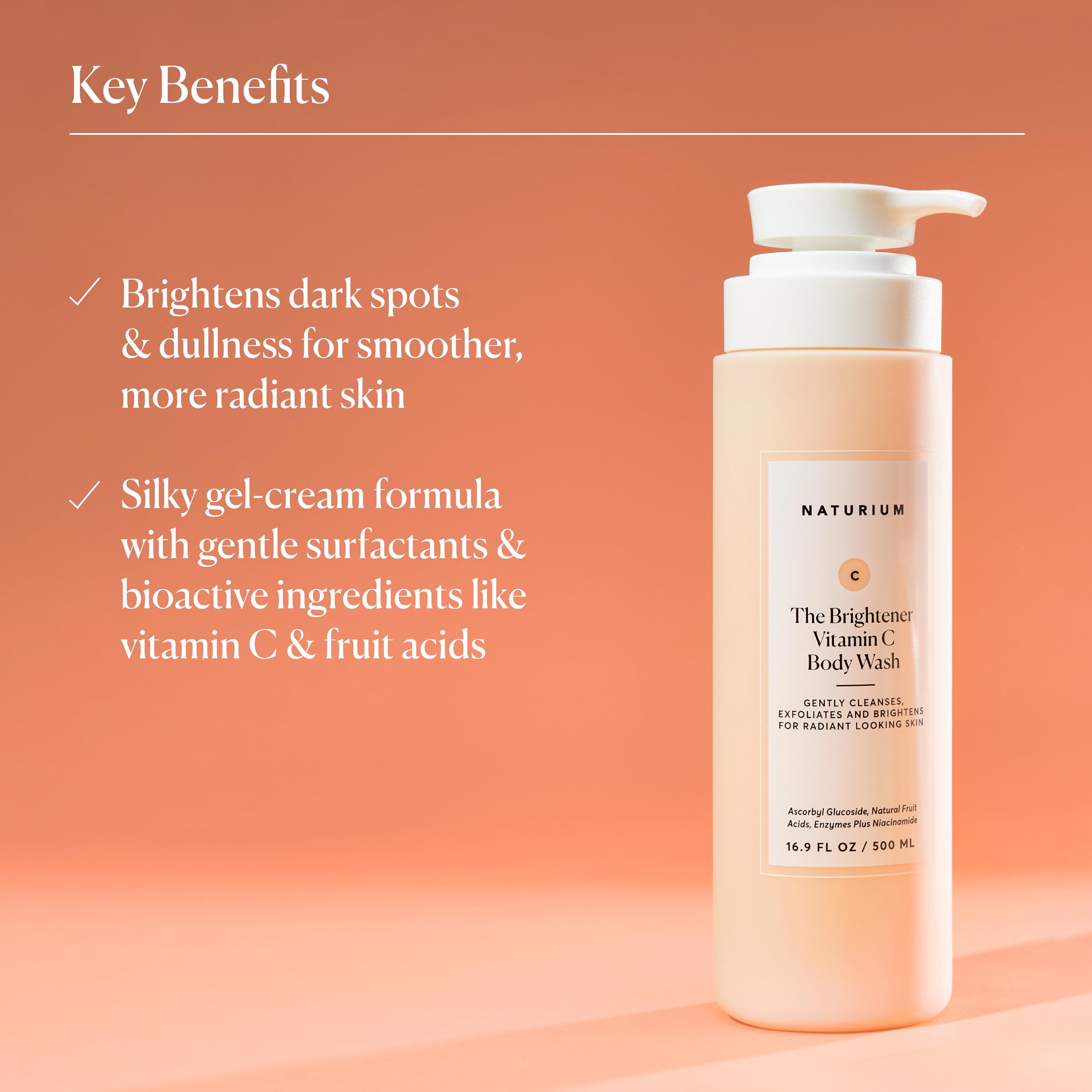 Naturium The Smoother Glycolic Acid Exfoliating Body Wash, Soft & Smoothing Cleanser | 16.9 FL OZ / 500 ML