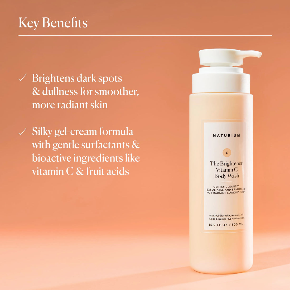 Naturium The Smoother Glycolic Acid Exfoliating Body Wash, Soft & Smoothing Cleanser | 16.9 FL OZ / 500 ML