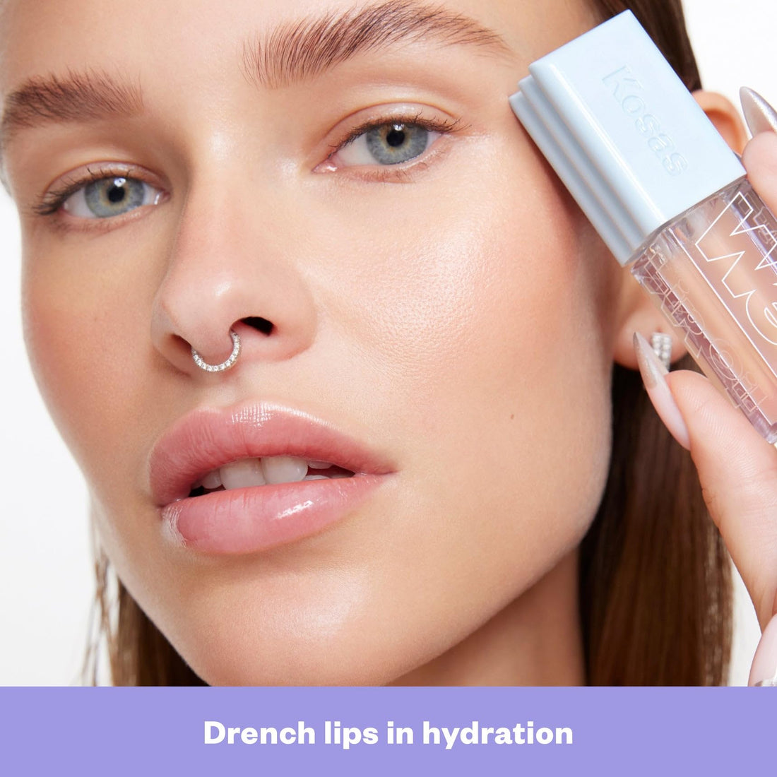 Kosas Wet Lip Oil Gloss - Hydrating Lip Plumping Treatment with Hyaluronic Acid & Peptides, Non-Sticky Finish (Malibu) Halalzen