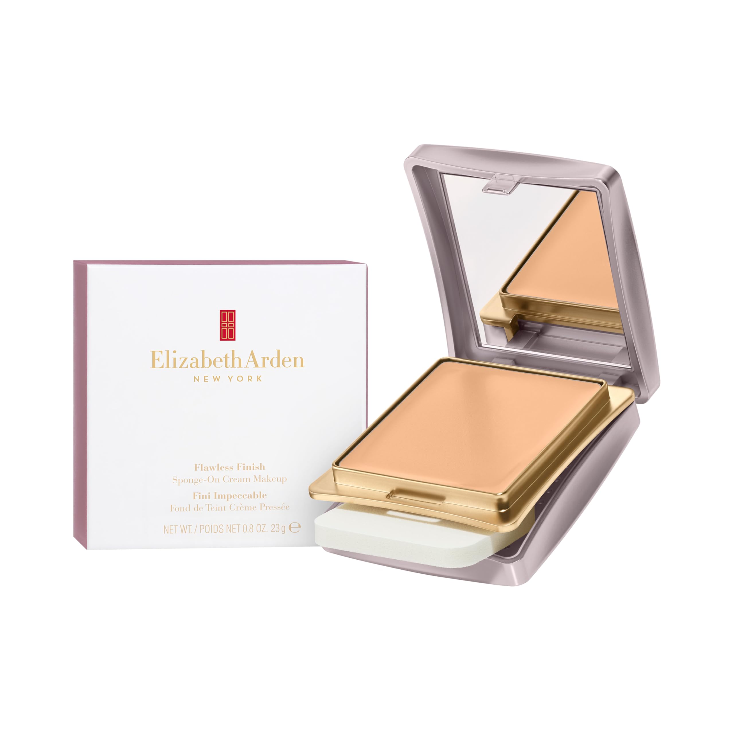 Elizabeth Arden Flawless Finish Sponge-On Cream Foundation Makeup, Medium-to-Full Coverage, Includes Compact & Applicator, 0.8oz Halalzen