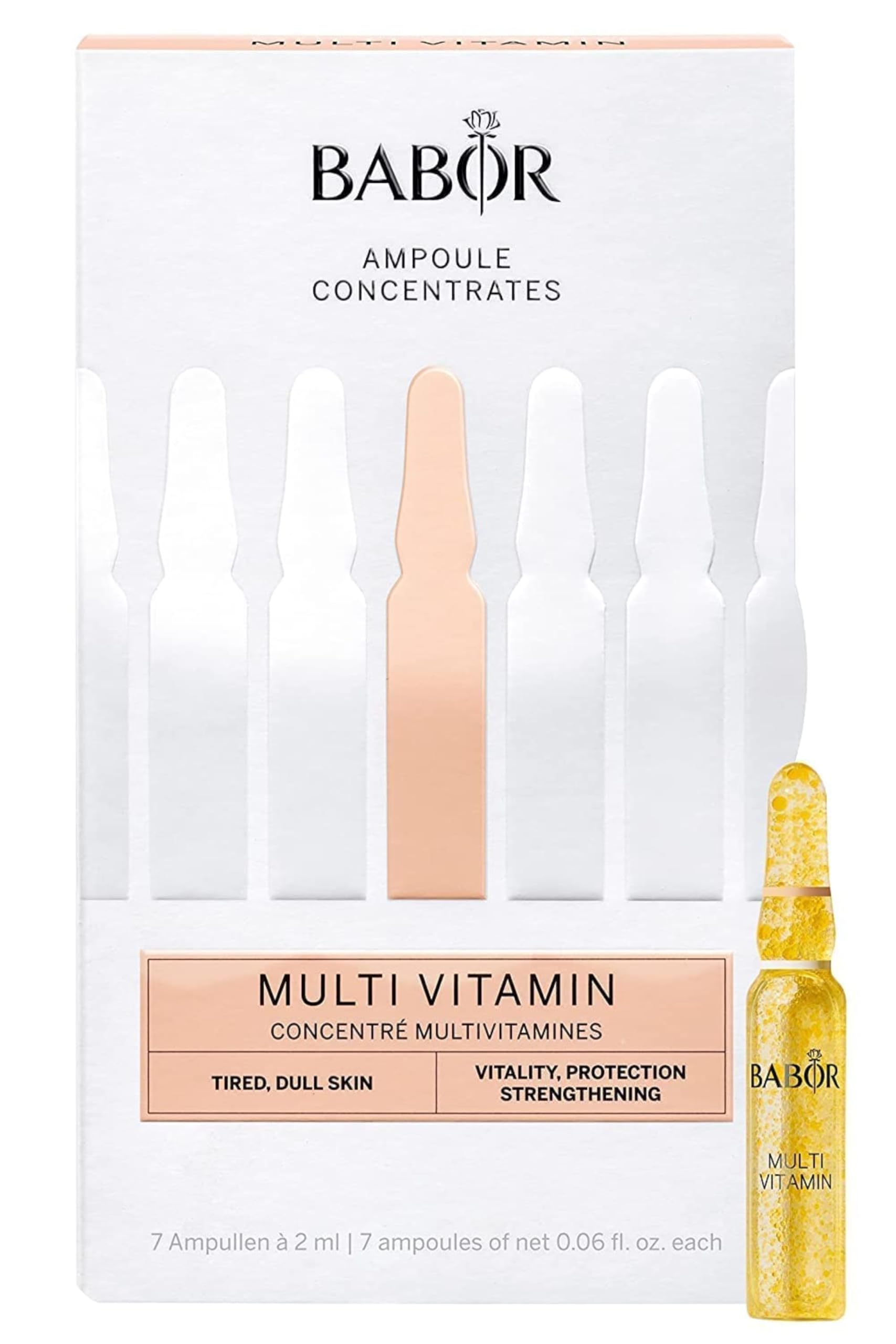 BABOR Multi Vitamin Serum Ampoules for the Face, with Vitamin E to Strengthen the Skin Barrier, 7 x 2 ml Concentrated Ampoules