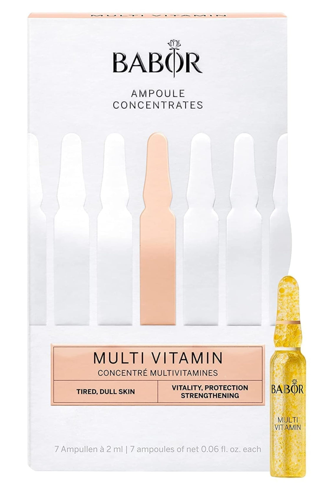 BABOR Multi Vitamin Serum Ampoules for the Face, with Vitamin E to Strengthen the Skin Barrier, 7 x 2 ml Concentrated Ampoules