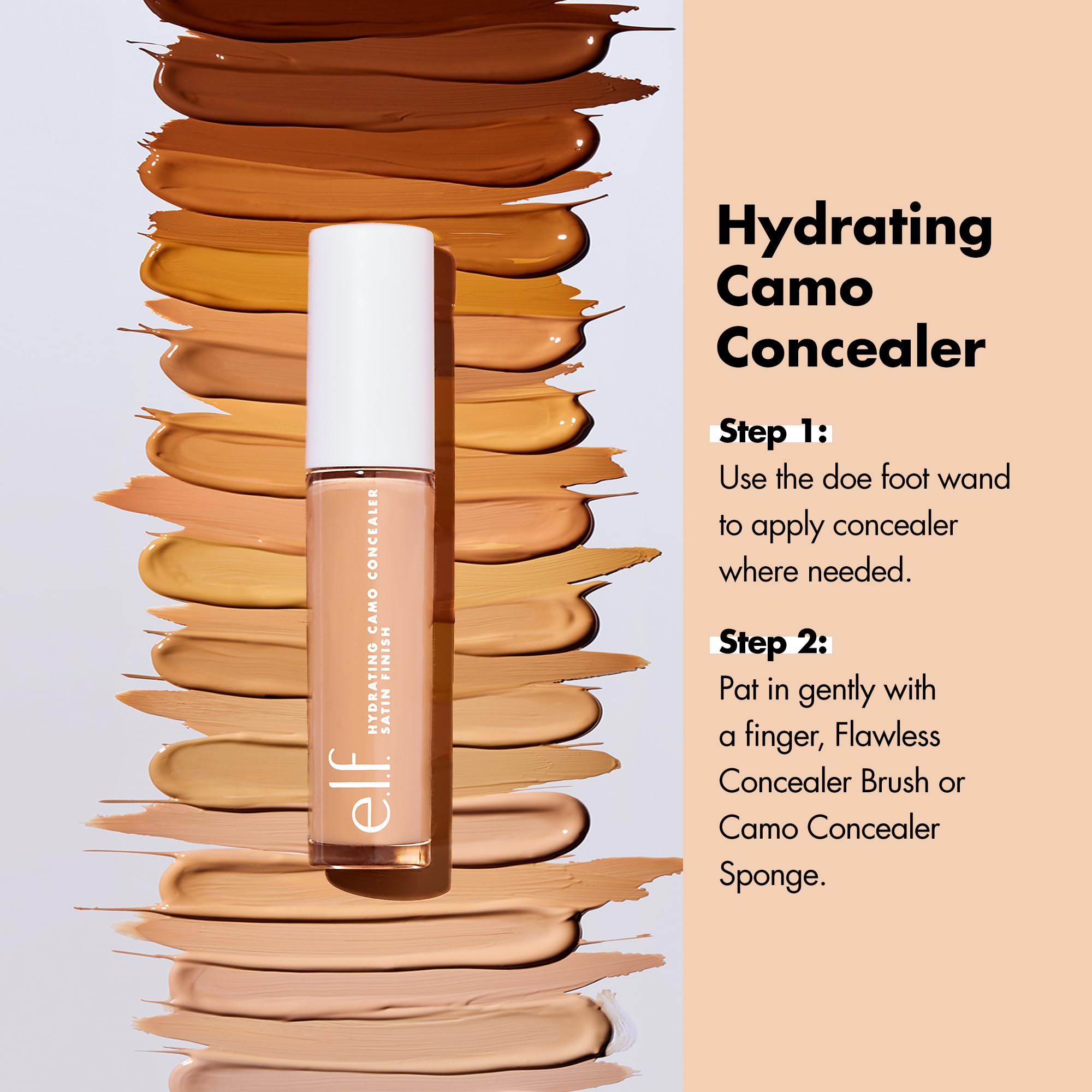 e.l.f. Hydrating Camo Concealer, Satin Finish, Conceals, Corrects & Highlights, Fair Warm, 0.203 Fl Oz (6mL) Halalzen