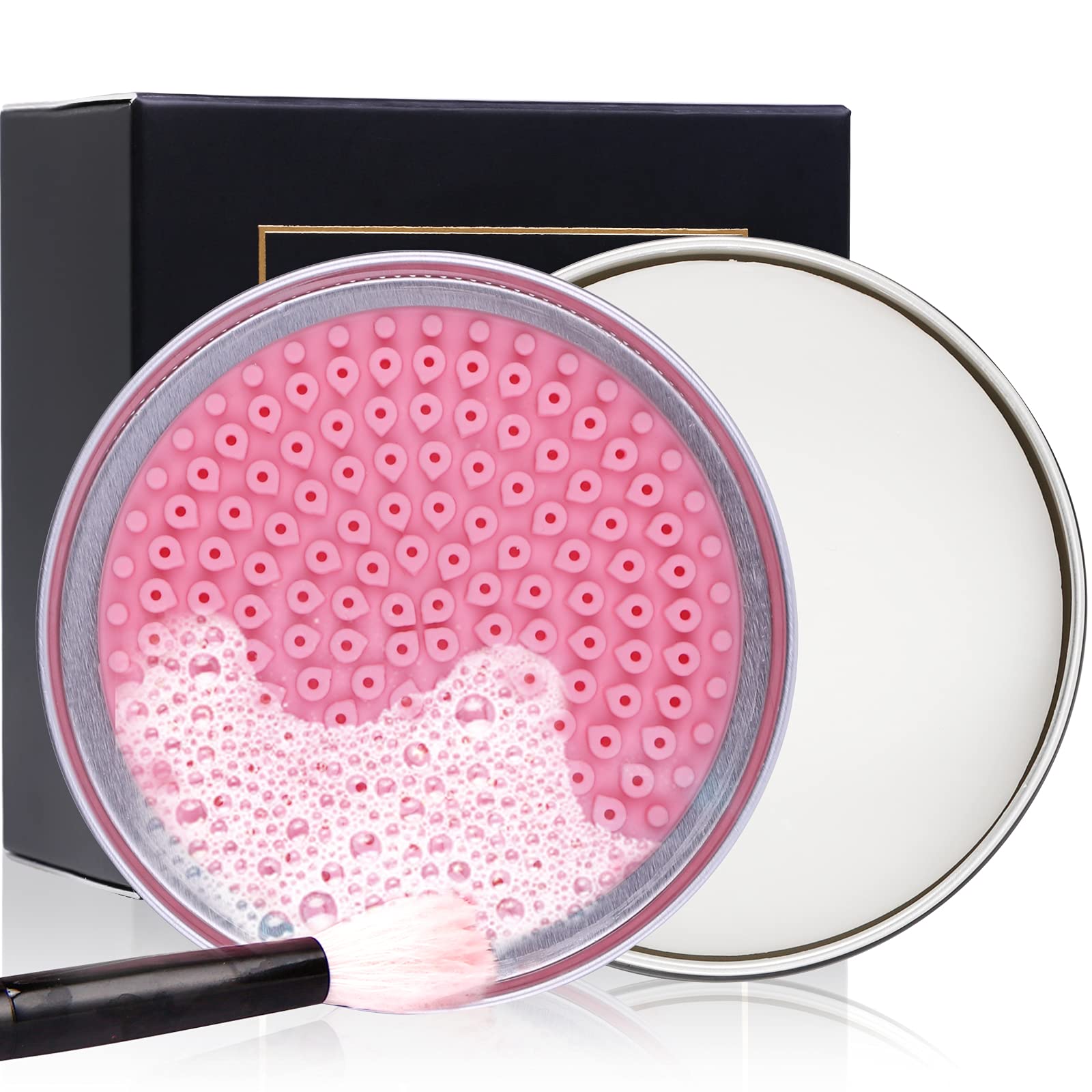 DUcare Makeup Brush Cleaner – Solid Soap Cleanser & Silicone Pad | Clean synthetic & natural bristles. Clean Beauty Blenders. Keep brushes soft. Coconut oil formula. For daily use & travel. Halalzen