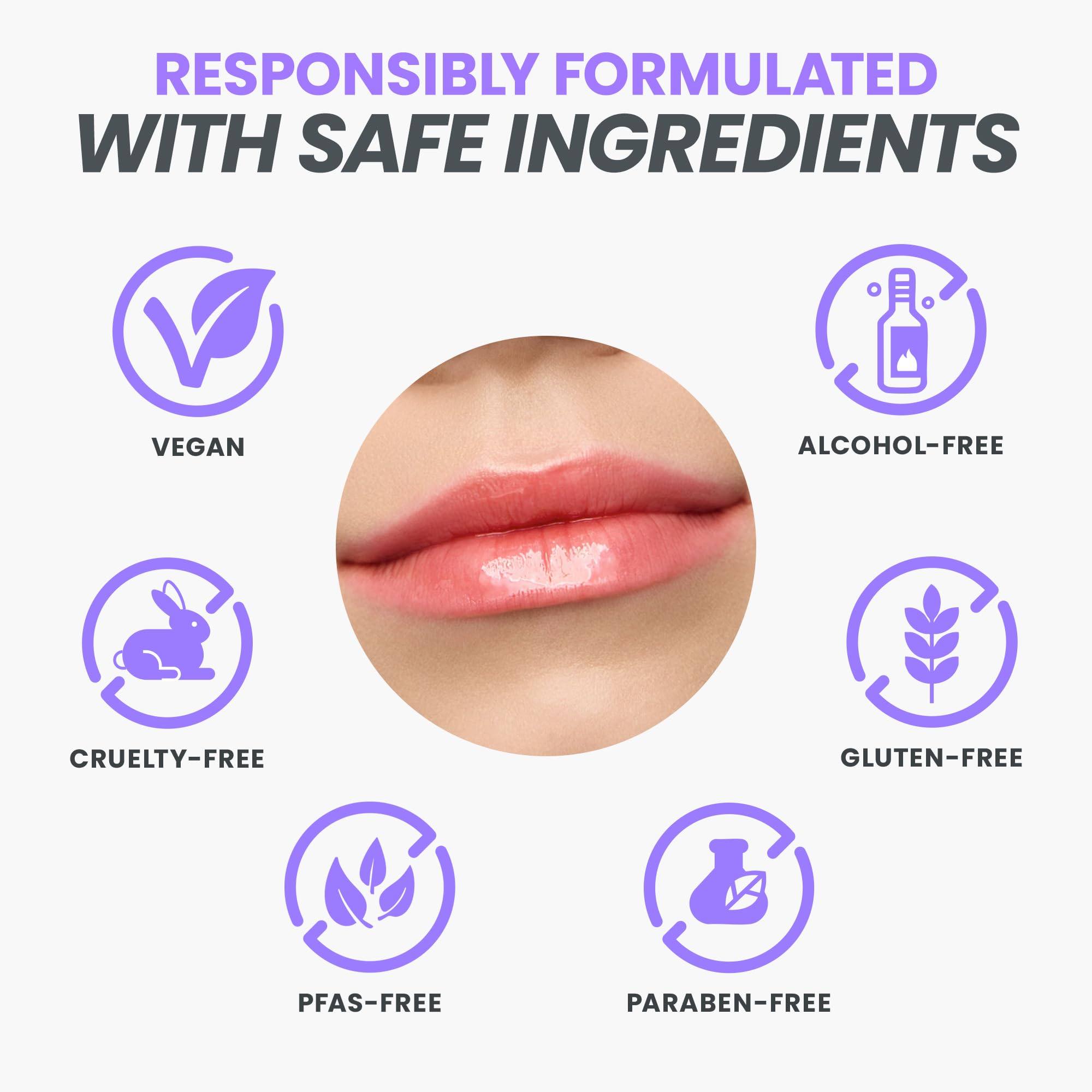 Wonderskin Lip Oil Rehab Serum - Color Changing Lip Oil from Clear to Pink - PH-activated, Non-sticky & Hydrating Tinted Serum for Dry Lips (Kissed)