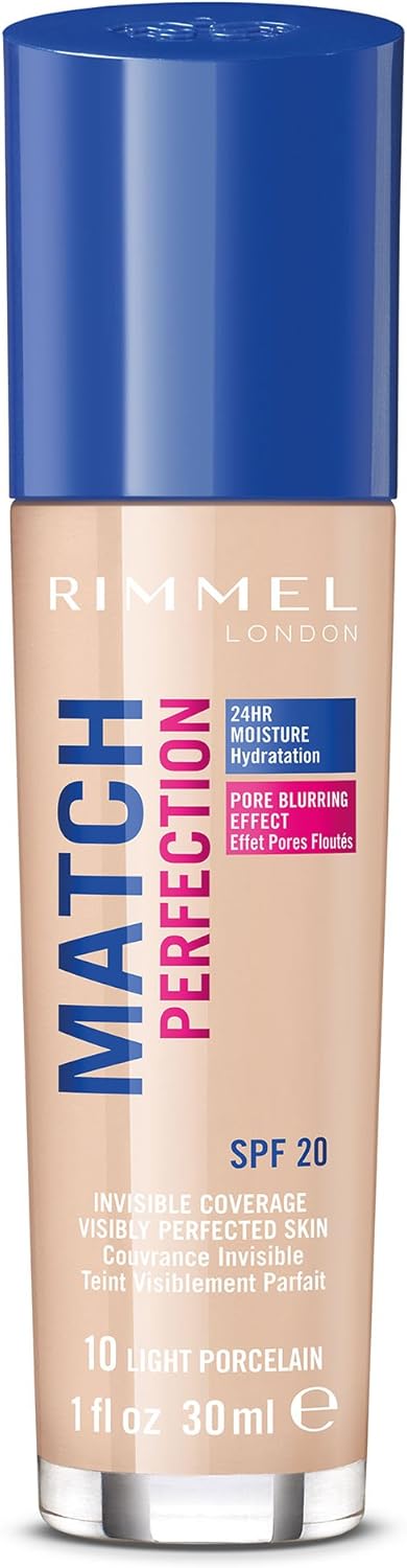 Rimmel London Match Perfection Foundation, 010 Light Porcelain, 30ml Halalzen
