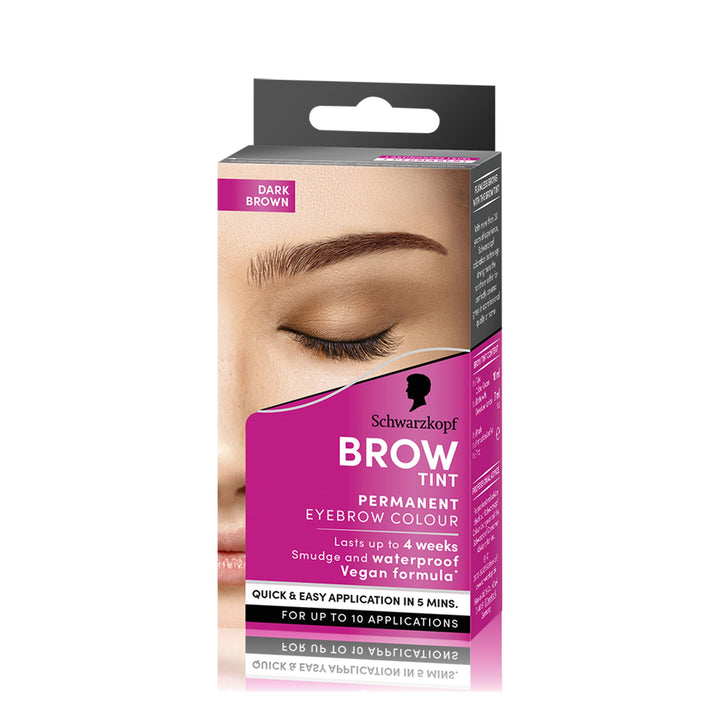 Schwarzkopf Brow Tint Dark Brown (10ml), Permanent Eyebrow Tint, Long-Lasting Intensity, Water- and Smudge-Proof, Easy Application Brow Tint for Up to 10 Applications, Vegan Formula Halalzen