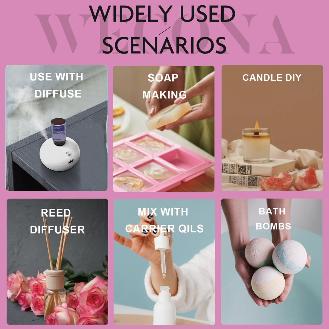 Premium Hotel Fragrance Oil Collection for Diffusers, Essential Oils for Diffusers for Home, Hotel Diffuser Fragrance Oils,Spa & Candle Making, White Tea, Citrus Luxe, Velvet Night and More - 6x10ml