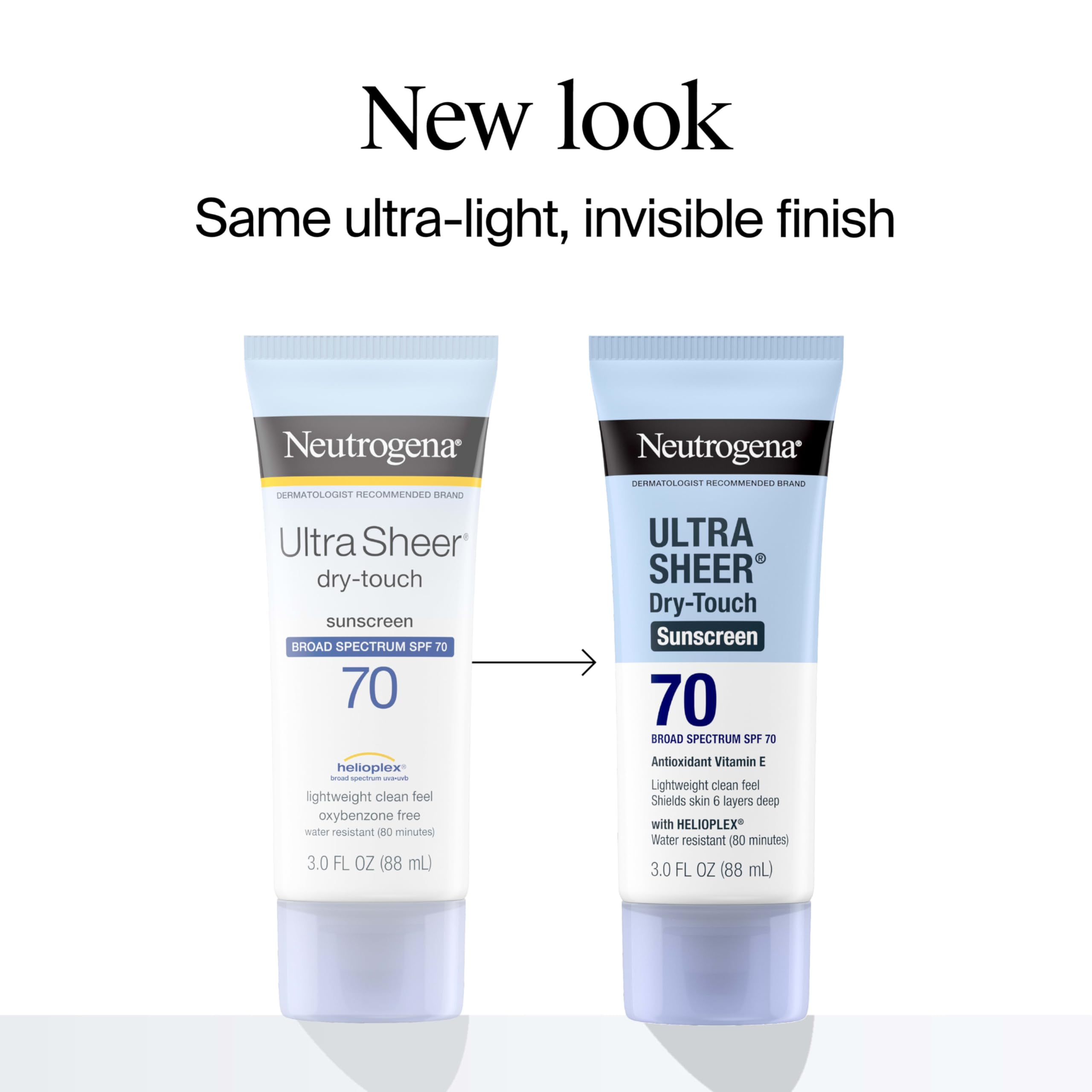 Neutrogena Ultra Sheer Dry-Touch Sunscreen Lotion SPF 70, Broad Spectrum, Water Resistant 80 Min, Oil-Free, Oxybenzone-Free, Non-Comedogenic, Matte Finish, Body Sunscreen, Travel Size 3 Fl Oz Halalzen