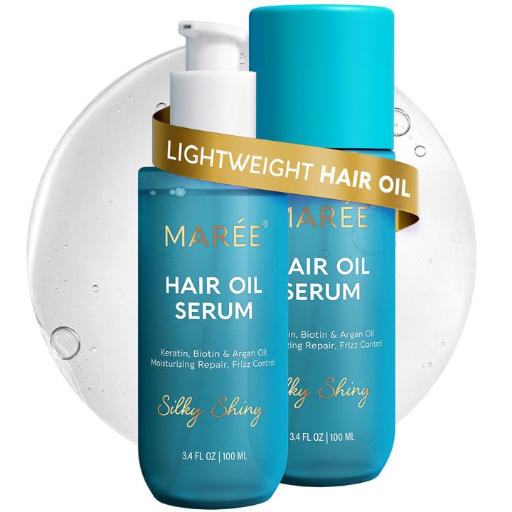 MAREE Hair Oil for Frizzy Hair with Argan Oil, Keratin & Biotin – Hair Serum for Dry and Curly Hair Gloss – Frizz Control Hair Care Products for Women – Aceite Para el Cabello – Keratin Hair Treatment Halalzen