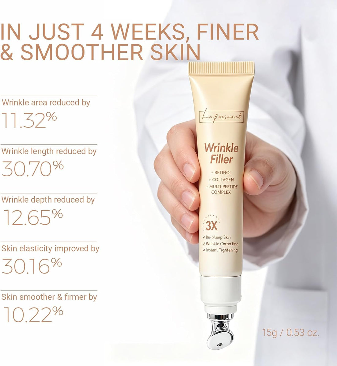 LA.PERSONAL Wrinkle Filler Cream, Wrinkles Cream for Eye and Face, Firming & Lifting, Deep Hydrating & Smoothing Skincare, Eye Cream with Collagen Renewal & Plump Skin, for Men & Women, 15g