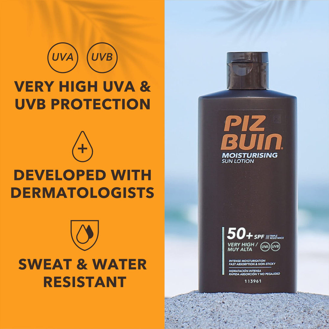 Piz Buin Moisturising Sun Lotion SPF 30 (200ml), Water-Resistant Piz Buin 30 Sunscreen with Advanced UVA/UVB Protection, Skincare with Glycerin and Feverfew PFE Plant Extract