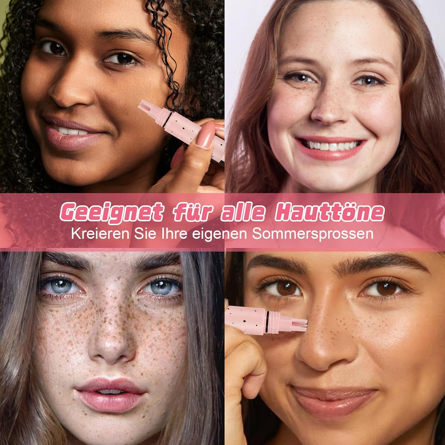 Freckle Pen & Liquid Micro-Powder Freckle Stamp - Realistic Natural Freckles Makeup Tool with Special Sponge, Waterproof & Long-Lasting for All Skin Tones,#MEDIUM Halalzen