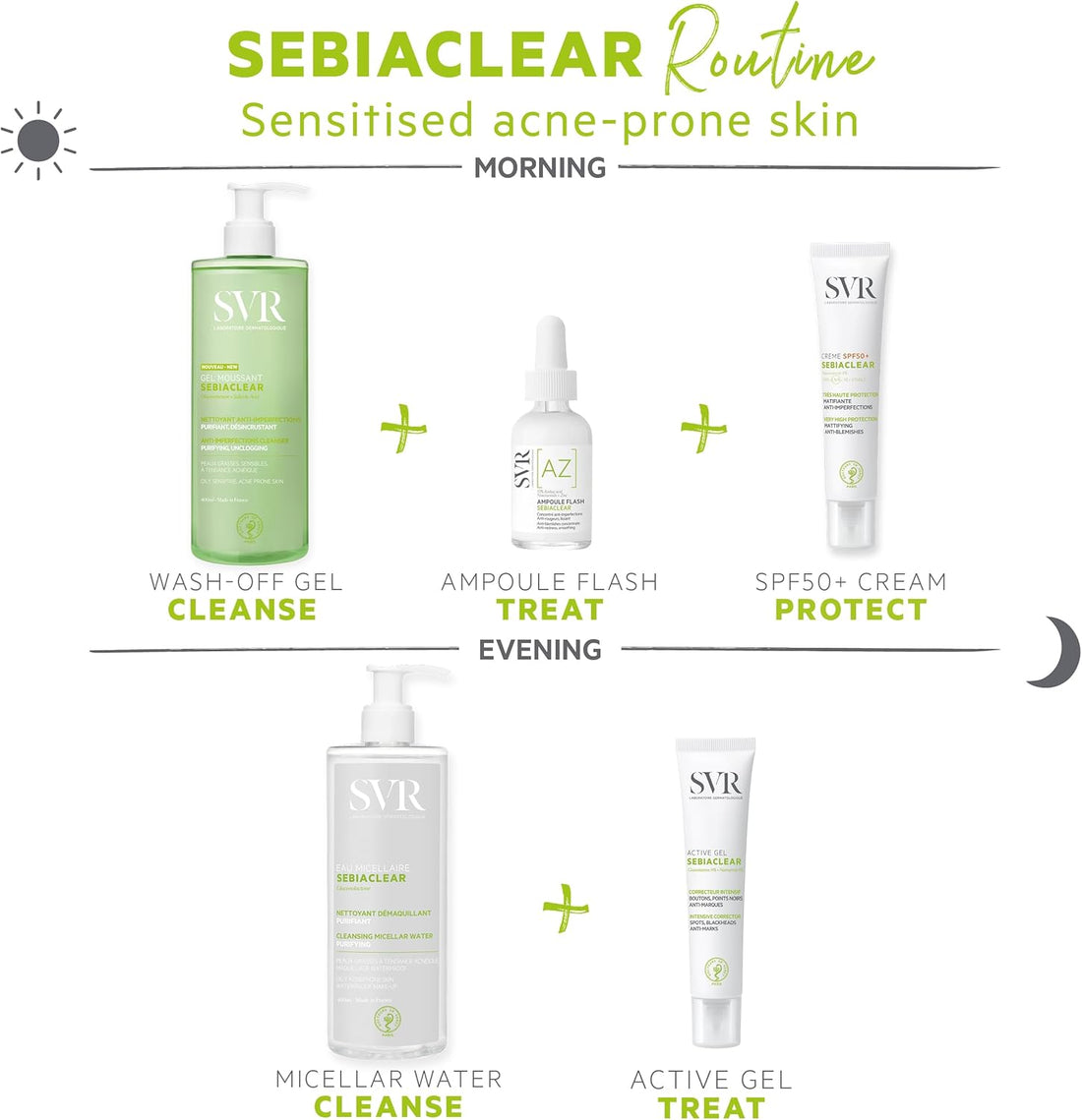 SVR SEBIACLEAR Ampoule [AZ] Flash 15% Azelaic Acid Serum, Retexturises Acne-prone, Oily, Combination Skin. 8% Omega Ceramides + 5% Niacinamide, 30ml