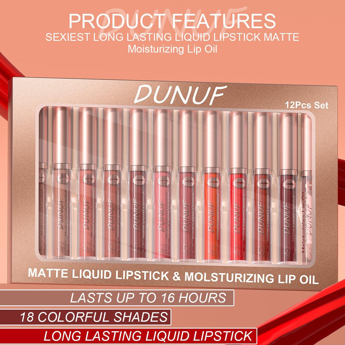 12 Colors Matte Liquid Lipstick Set Velvety Lip Gloss Lip Kit Waterproof Long Lasting Wear Nude Lip Gloss Beauty Cosmetics Gift Box Set (Set A, Set A) Halalzen