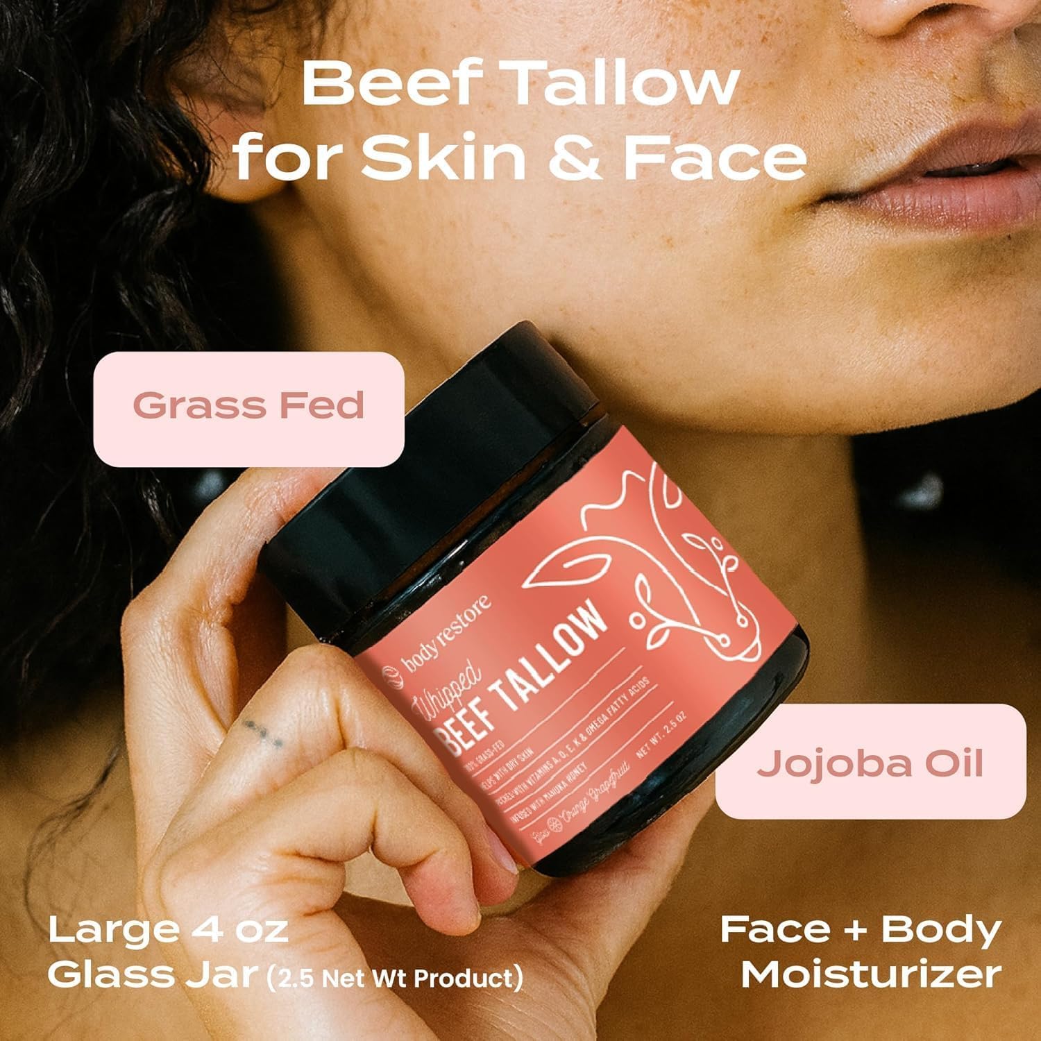 Body Restore Grass Fed Beef Tallow Lip Mask, Manuka Honey – Christmas Stocking Stuffers, White Elephant, Hydrating Moisture, Travel Essentials, Self Care, Birthday Gifts for Women, Men – Unscented Halalzen