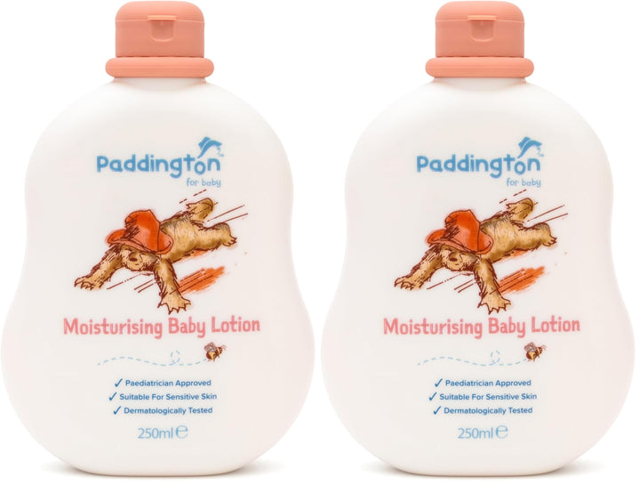 Paddington Bear Moisturising Baby Lotion 250ml – Gentle Baby Moisturiser for Newborns & Sensitive Skin – Paediatrician Approved, Dermatologically Tested, 97% Naturally Derived Ingredients