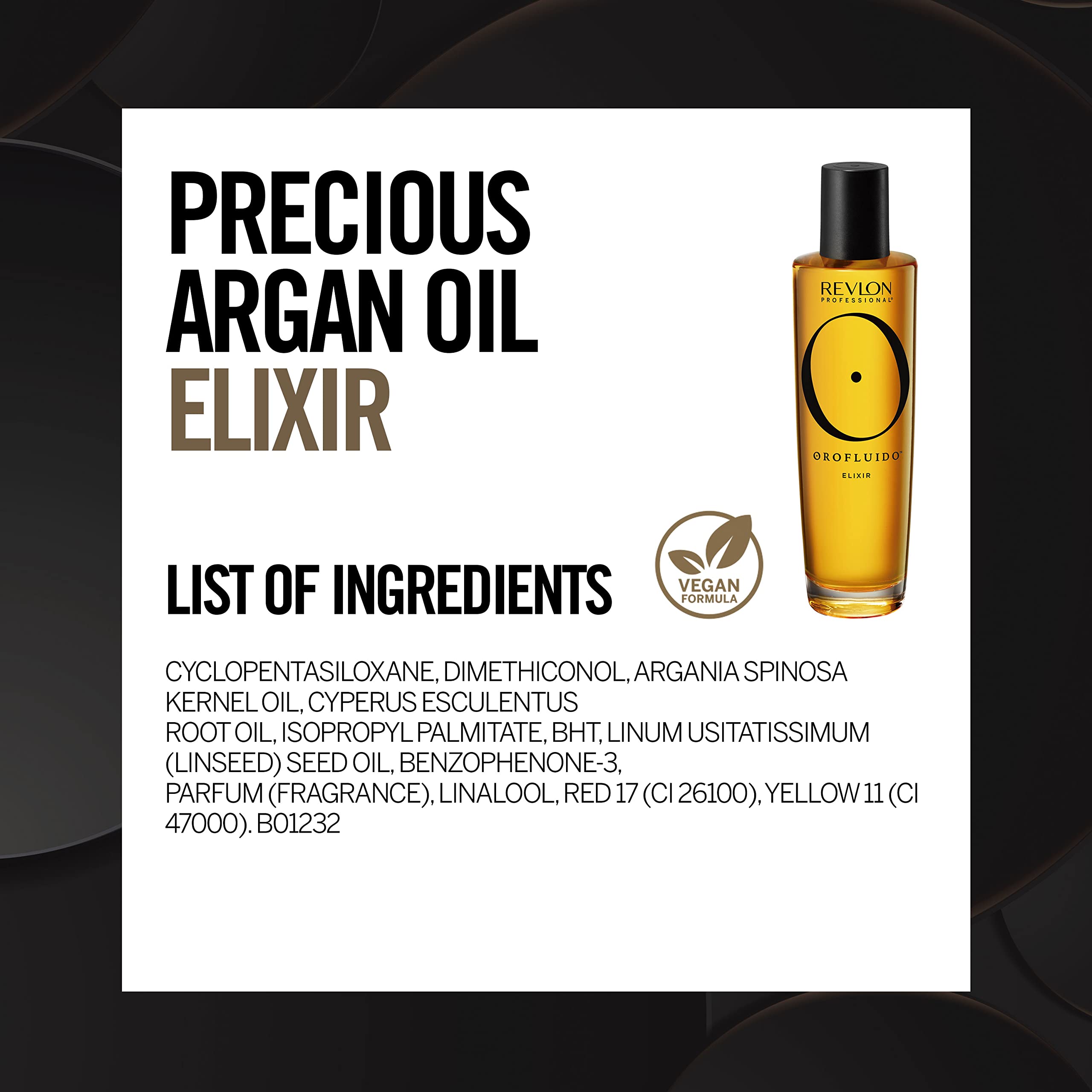 Revlon Professional OROFLUIDO PRECIOUS ARGAN OIL ELIXIR, Nourishing Hair Treatment With Vegan Argan Oil – 100ml