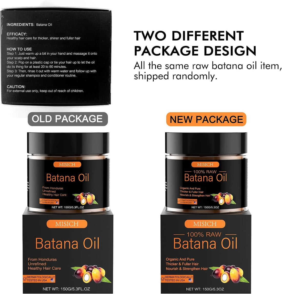 Raw Batana Oil for Hair Growth, 100% Natural Pure Dr. Sebi Botana Oil, Unrefined Organic Batana Hair Growth Oil for Prevent Hair Loss, Enhances Hair Thickness for Men & Women 5.3 oz