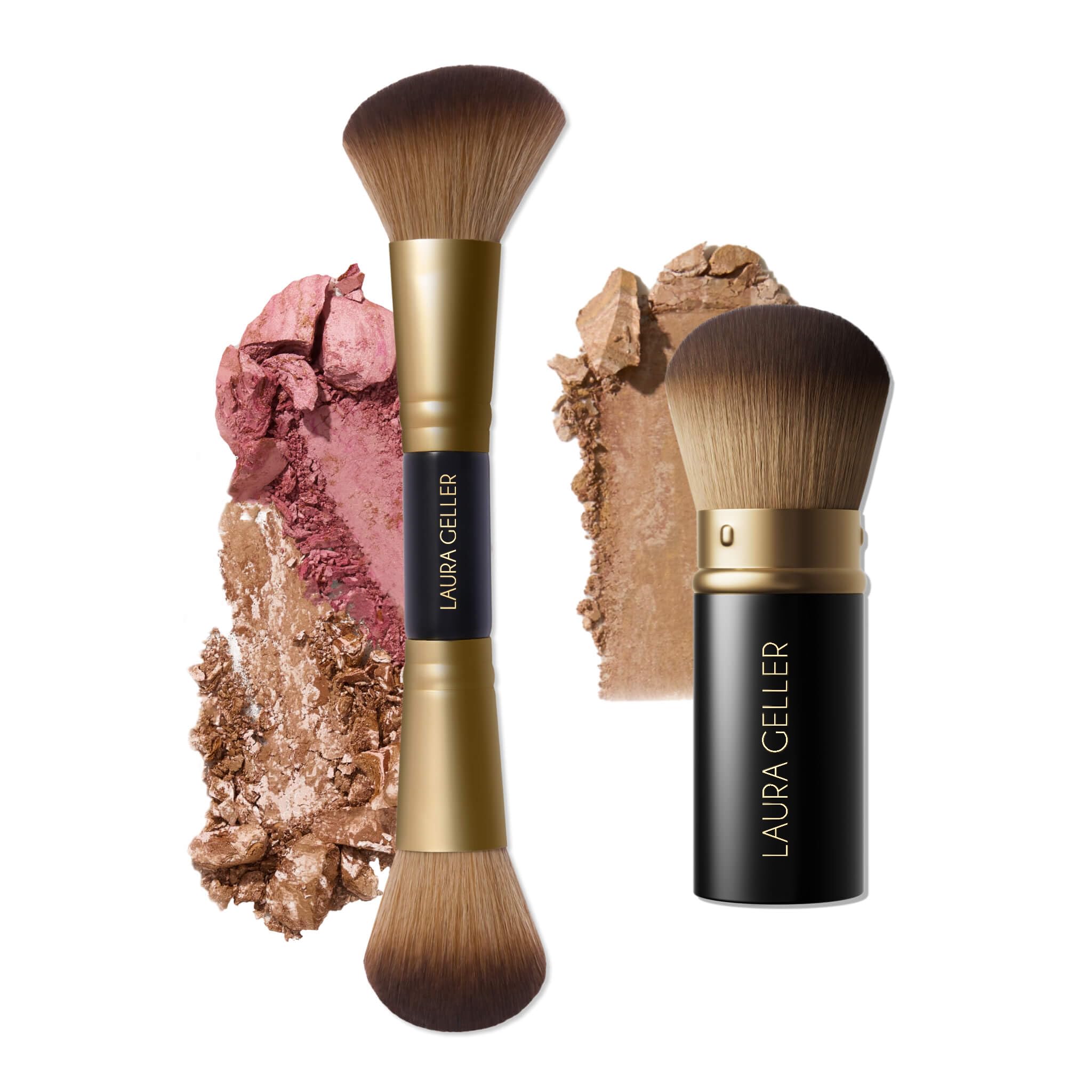 LAURA GELLER NEW YORK Retractable Black Kabuki Brush for Liquid, Cream and Powder Face Makeup With Aluminum Handle Halalzen