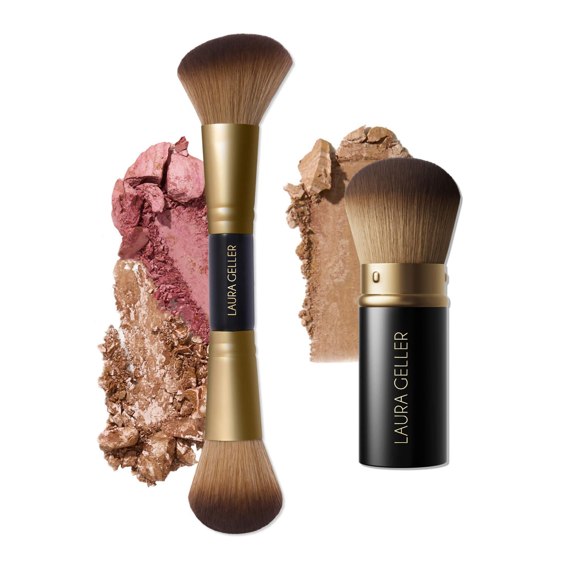 LAURA GELLER NEW YORK Retractable Black Kabuki Brush for Liquid, Cream and Powder Face Makeup With Aluminum Handle Halalzen
