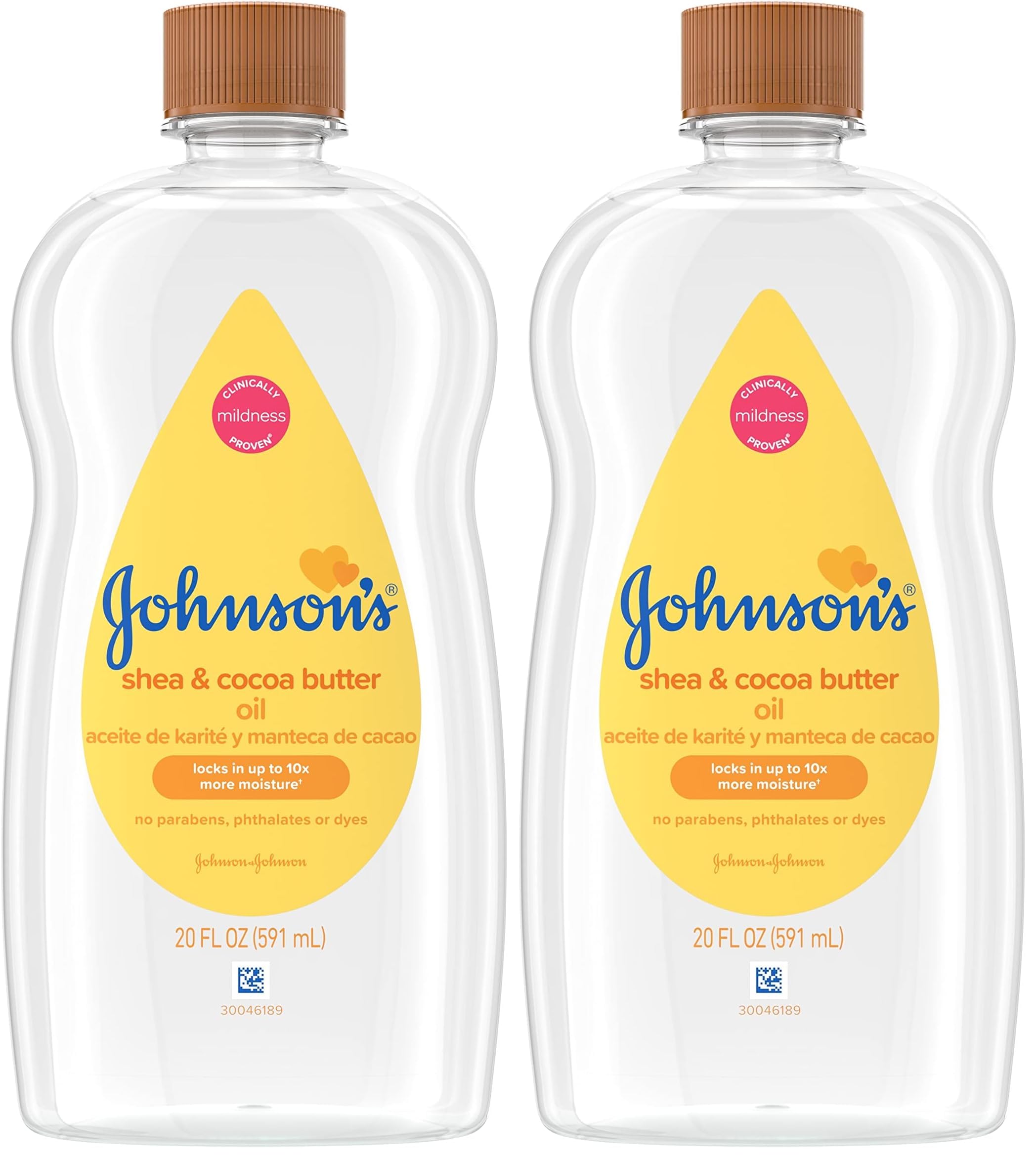 Johnson's Baby Oil, Mineral Oil Enriched with Shea & Cocoa Butter to Prevent Moisture Loss, Hypoallergenic, 20 fl. oz Halalzen