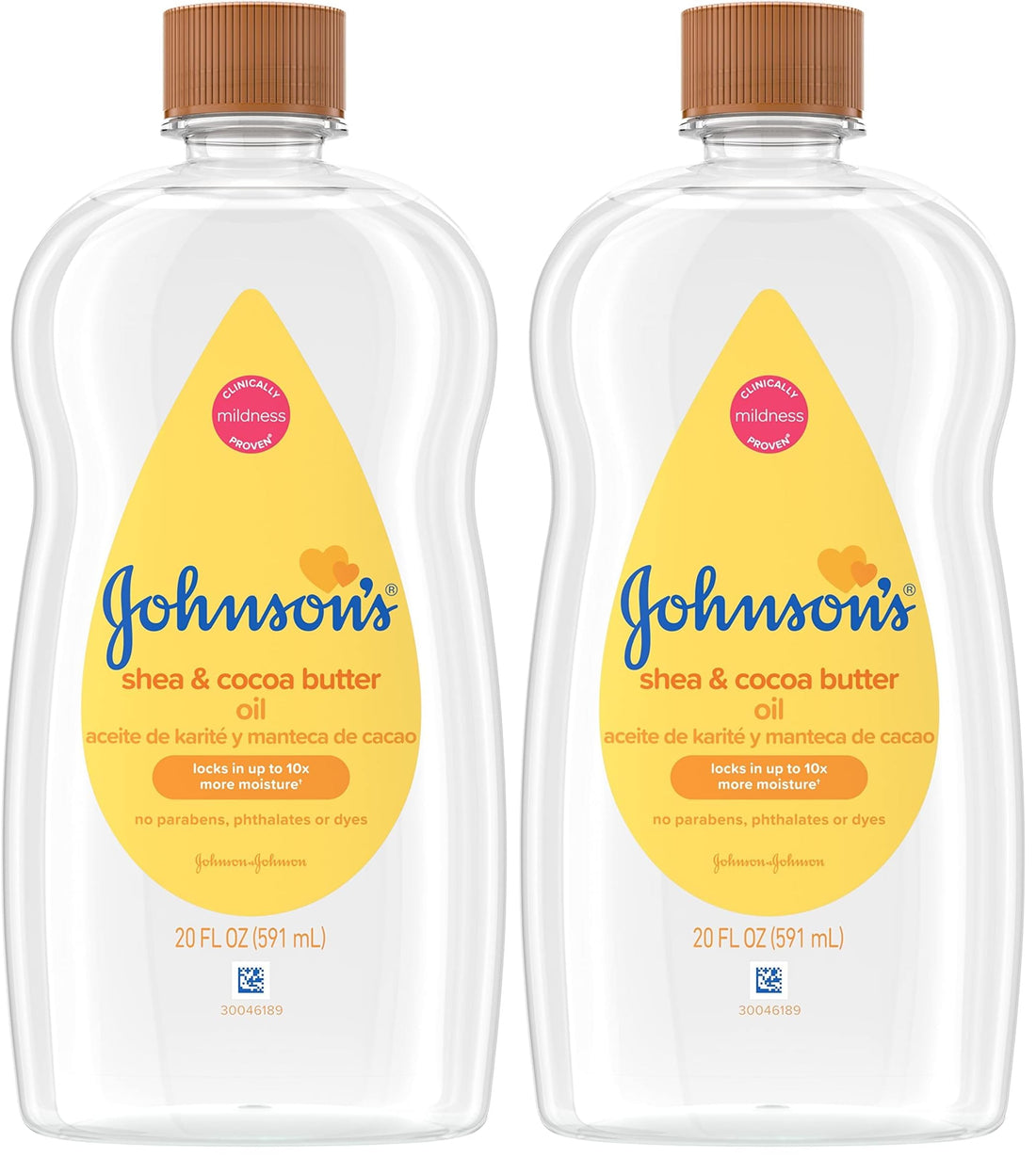 Johnson's Baby Oil, Mineral Oil Enriched with Shea & Cocoa Butter to Prevent Moisture Loss, Hypoallergenic, 20 fl. oz Halalzen