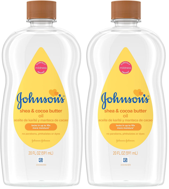 Johnson's Baby Oil, Mineral Oil Enriched with Shea & Cocoa Butter to Prevent Moisture Loss, Hypoallergenic, 20 fl. oz Halalzen