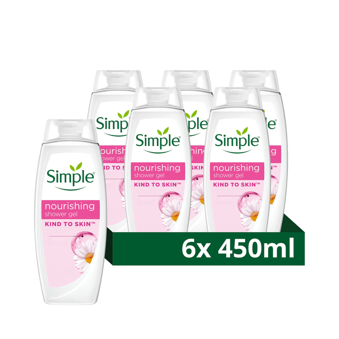 Simple Kind to Skin Kids Hypoallergenic Hair & Body Wash pack of 6 with chamomile oil shampoo for kids 225 ml, White